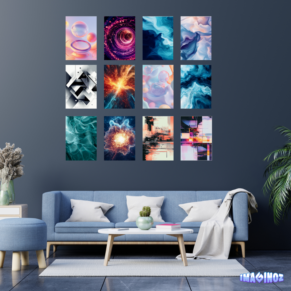 Customer wall setup 1 decorated with Imaginoz posters