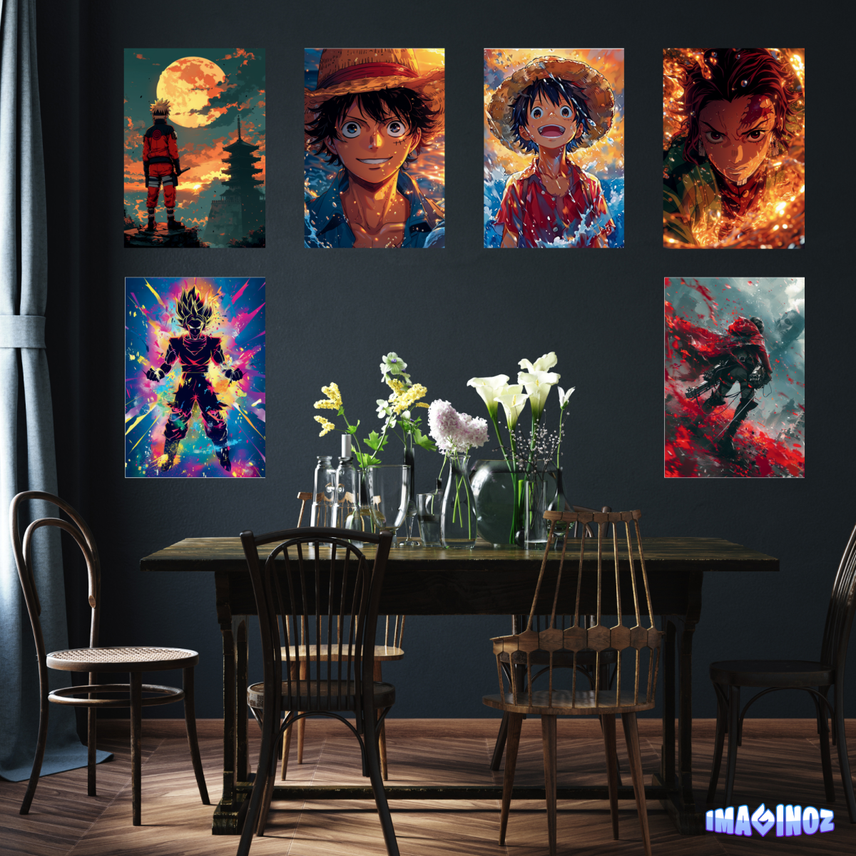 Customer wall setup 3 decorated with Imaginoz posters