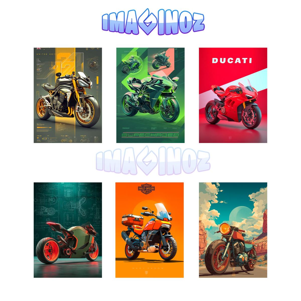 Pack of 6 Bike Wall Posters – Premium Motorcycle Art