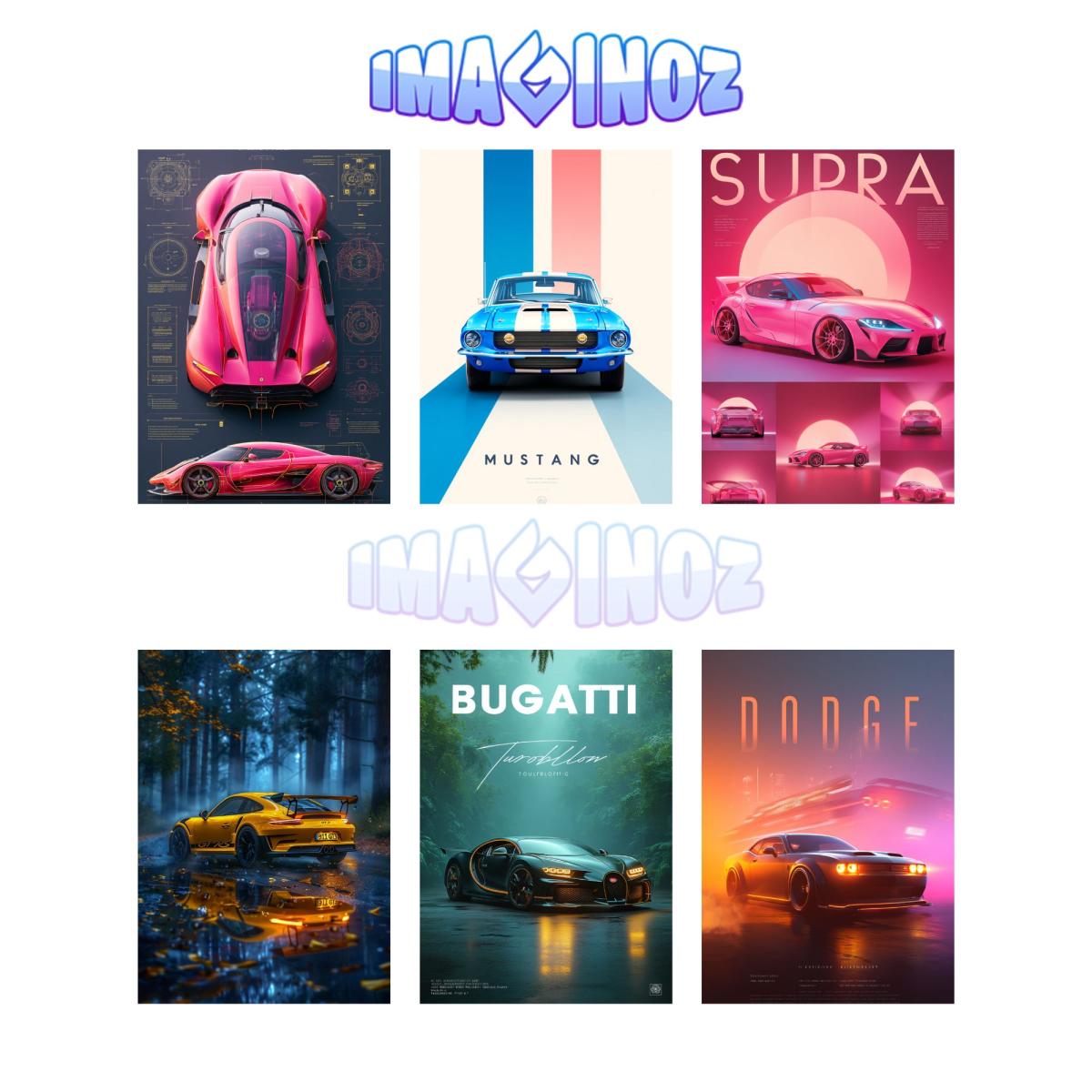 Pack of 6 Car Wall Posters – Premium Auto Art