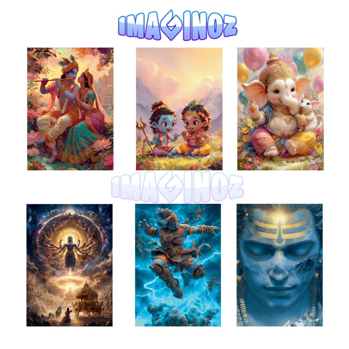 Pack of 6 Spiritual Wall Posters – Divine Indian Art
