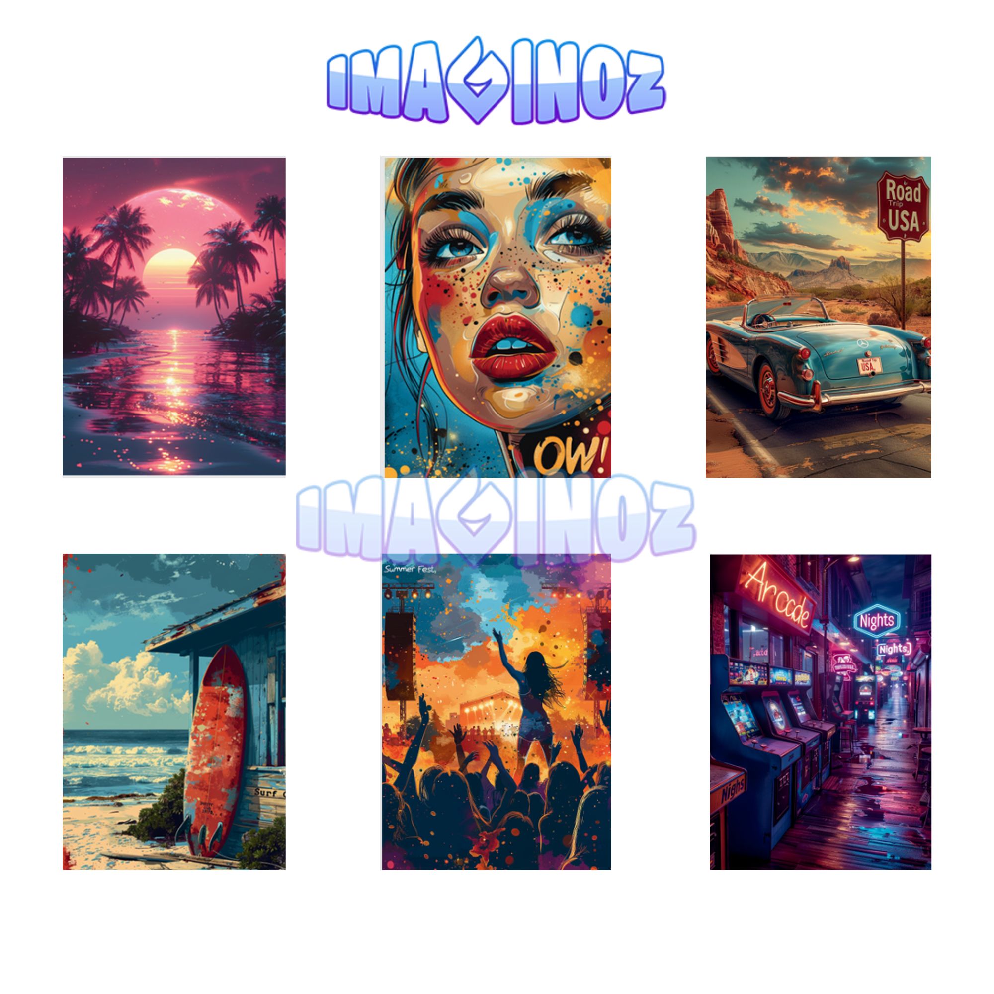 Retro Wall Posters – Pack of 6