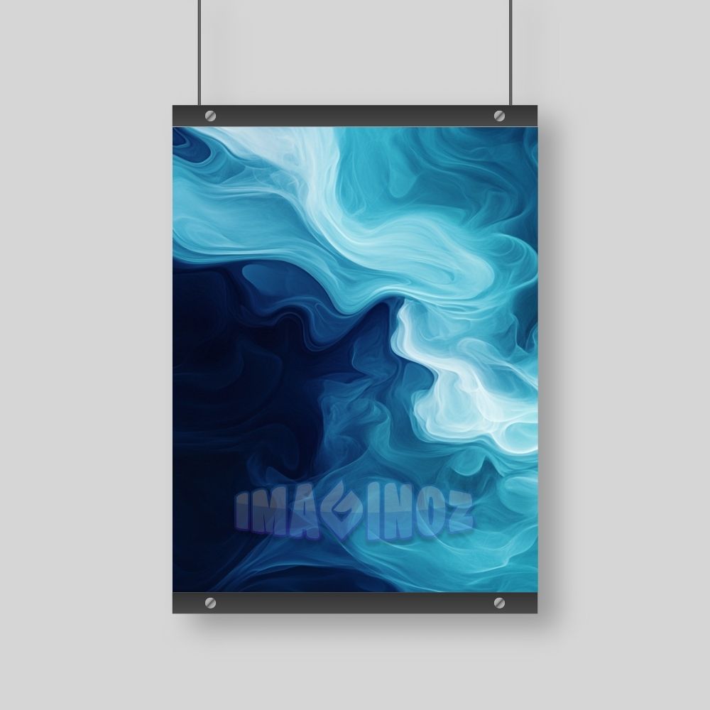 Abstract Blue Waves Poster A4 image 2