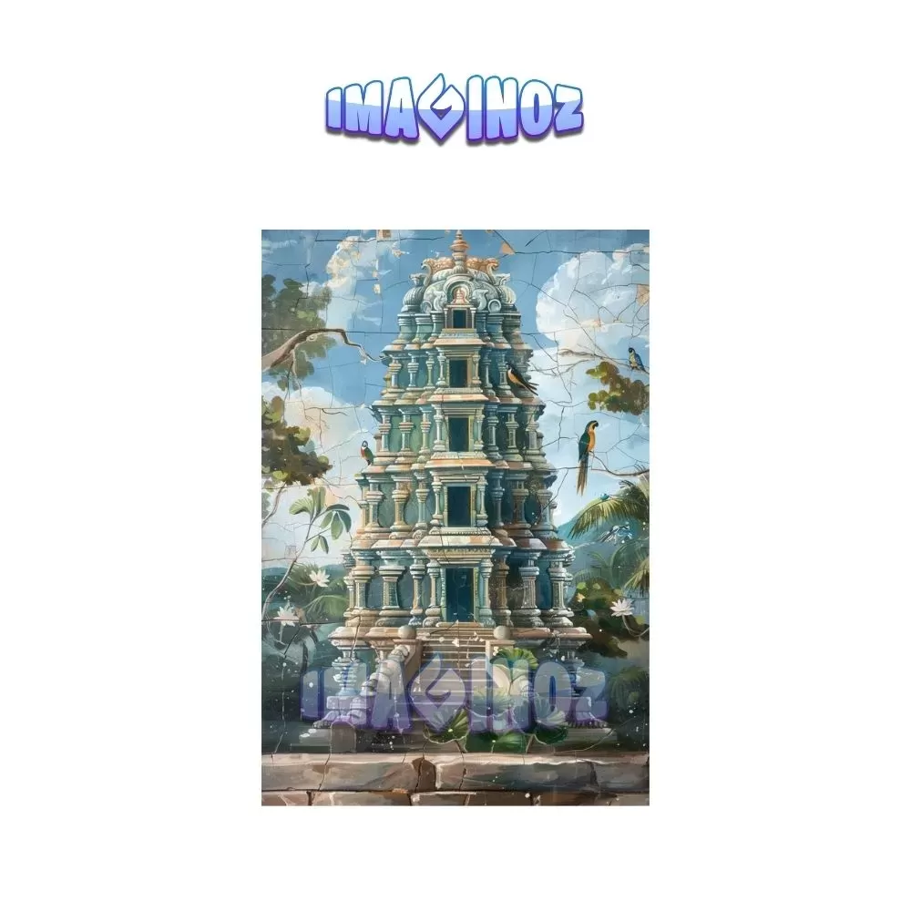 Ancient Indian Temple Poster A4 | Cultural Heritage Wall Art