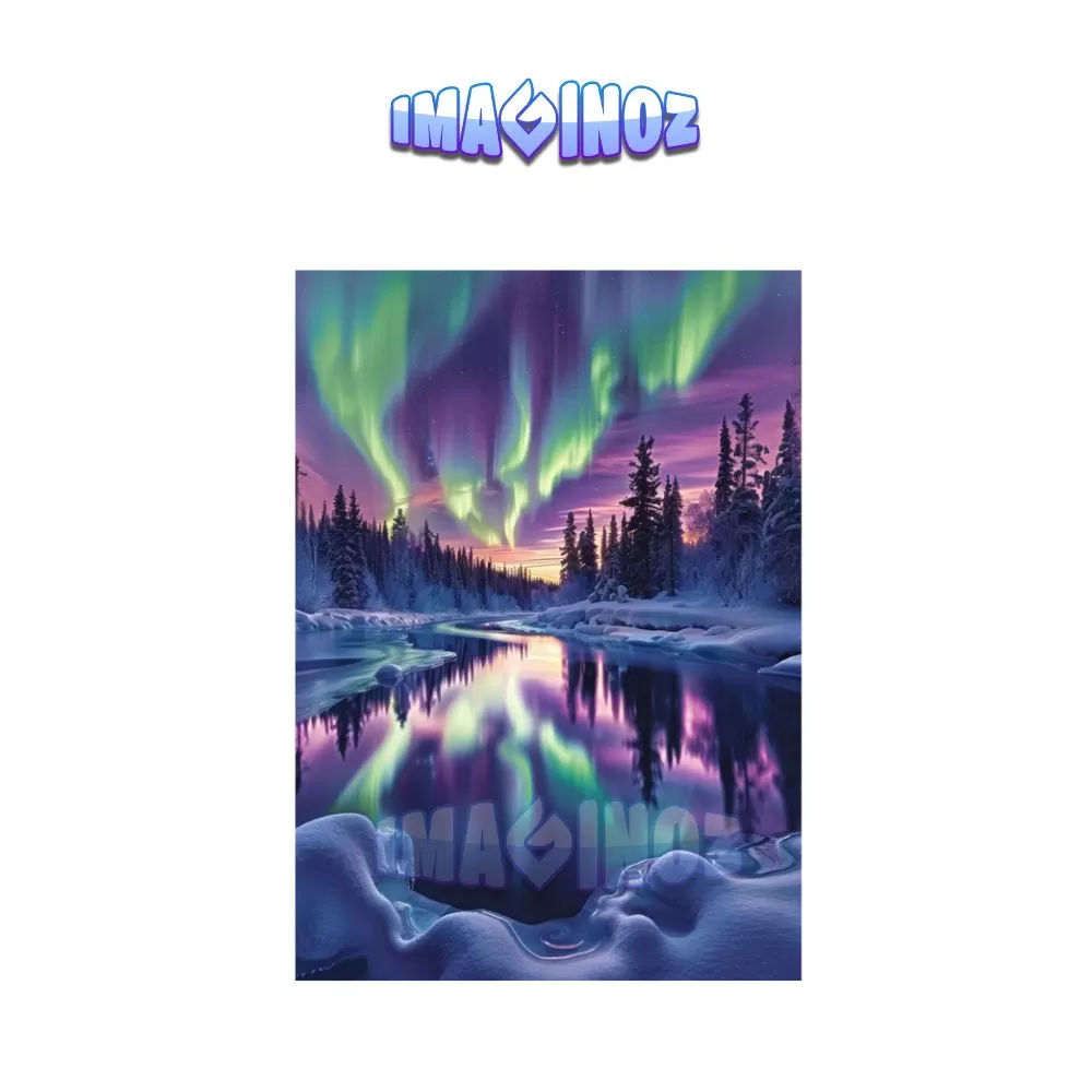 Aurora Borealis Reflection Poster A4