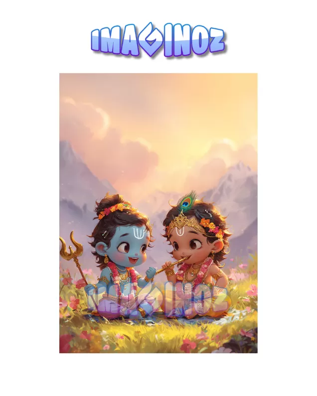 Bal Krishna & Bal Bholenath Poster A4