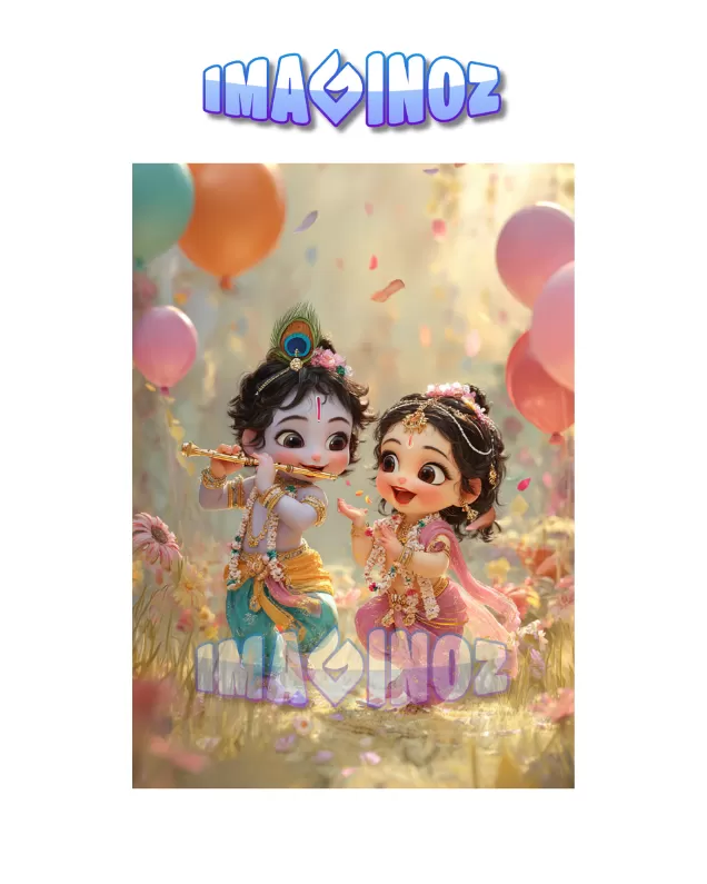 Bal Krishna & Radha Poster A4