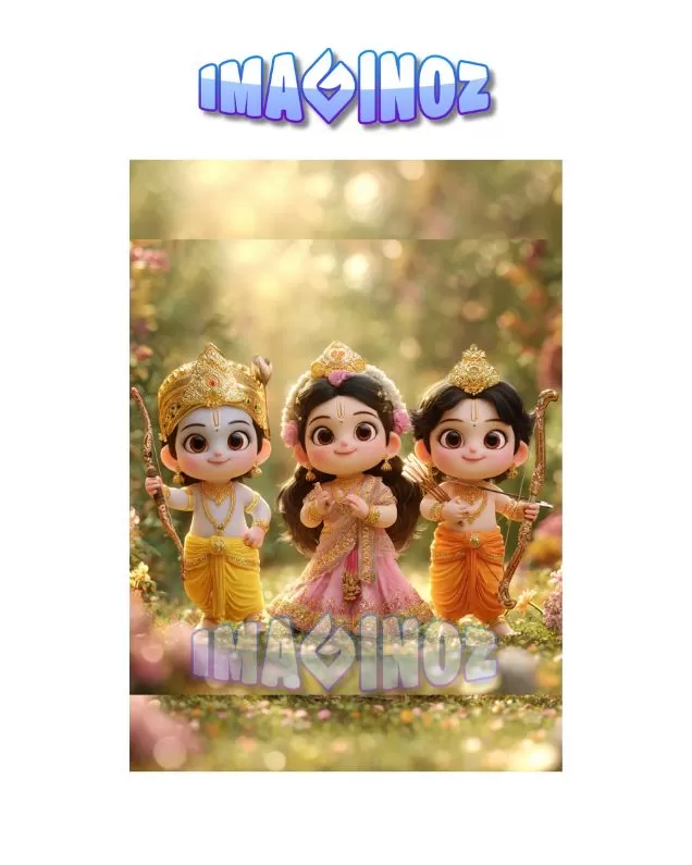 Bal Ram, Sita & Lakshman Cute Poster A4