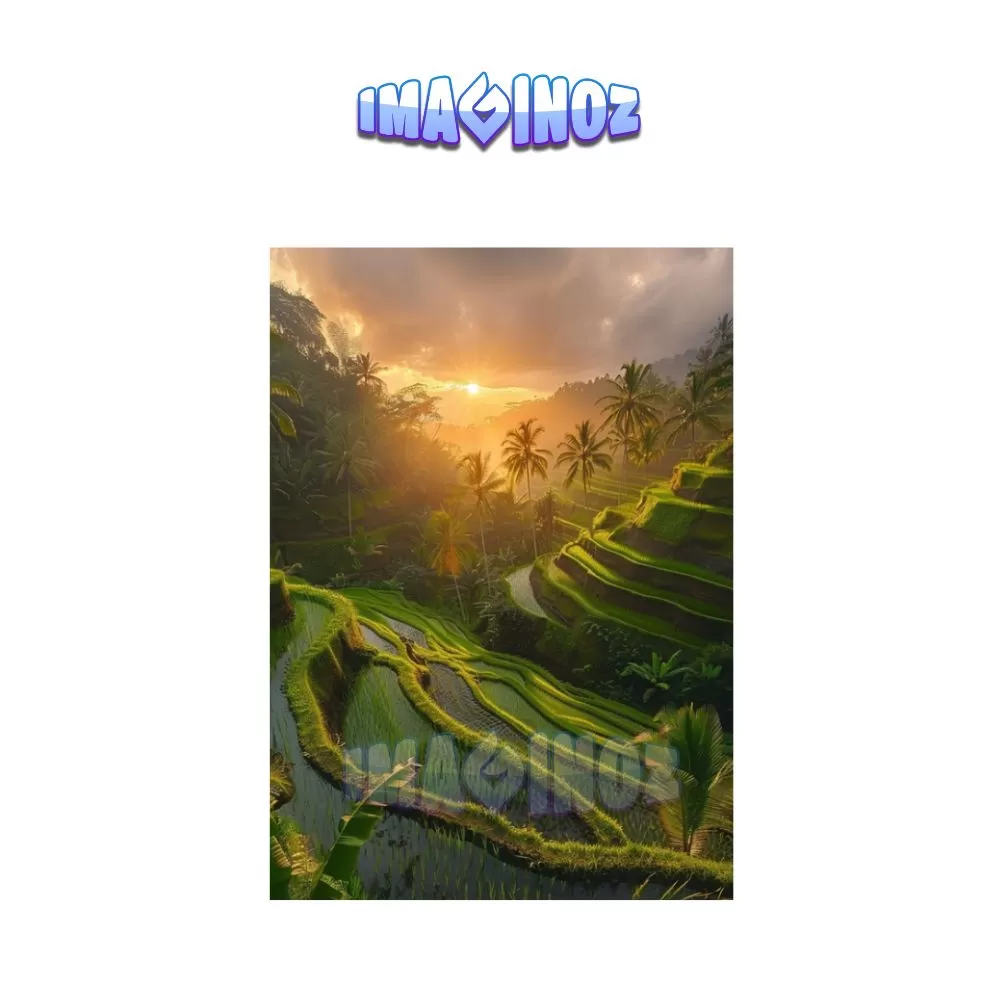 Bali Rice Terraces Sunrise Poster A4