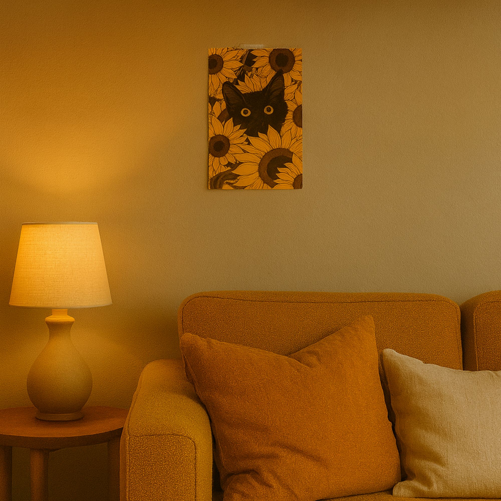 Black Cat in Sunflowers Poster A4 thumbnail 2