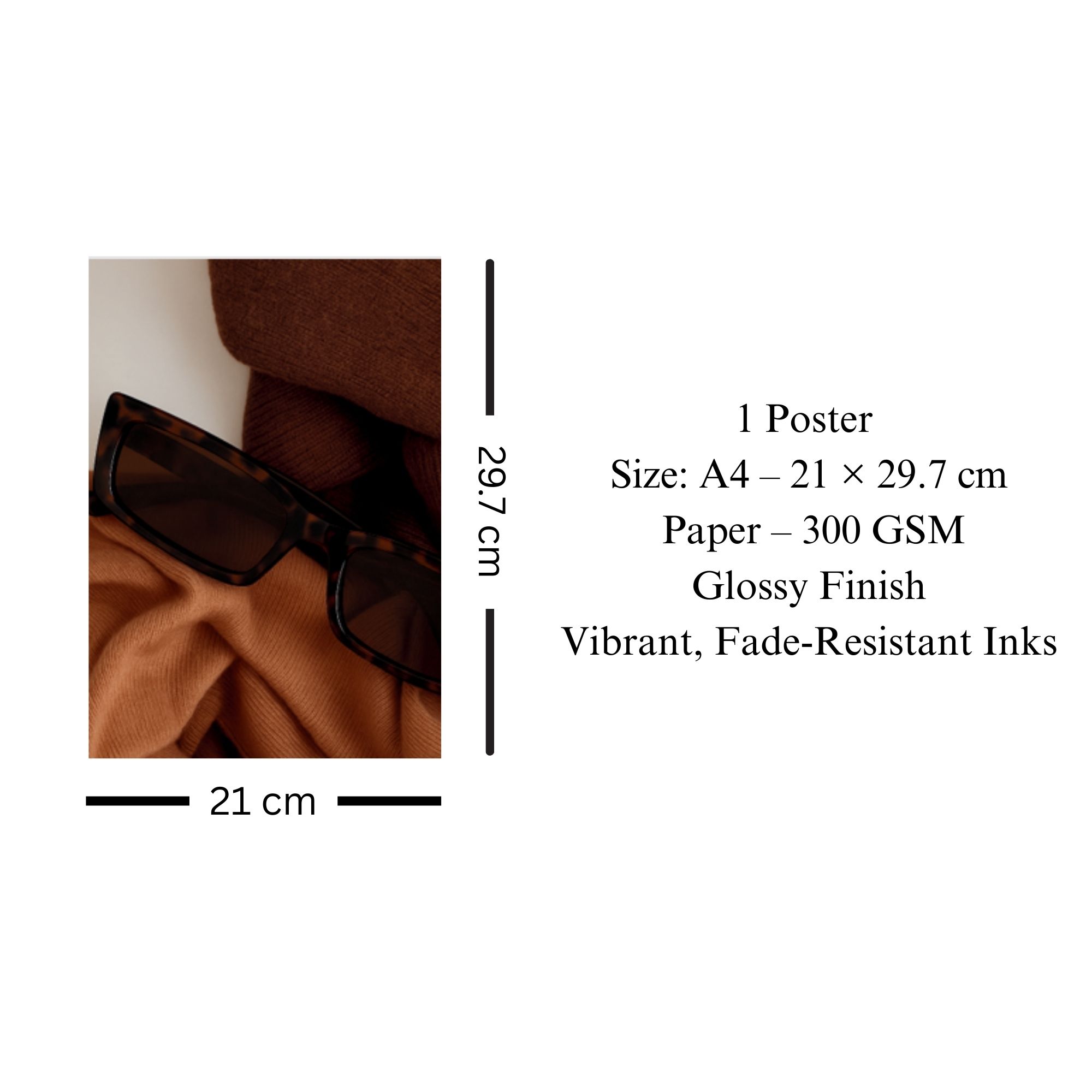 Brown Aesthetic Sunglasses Poster A4 thumbnail 3
