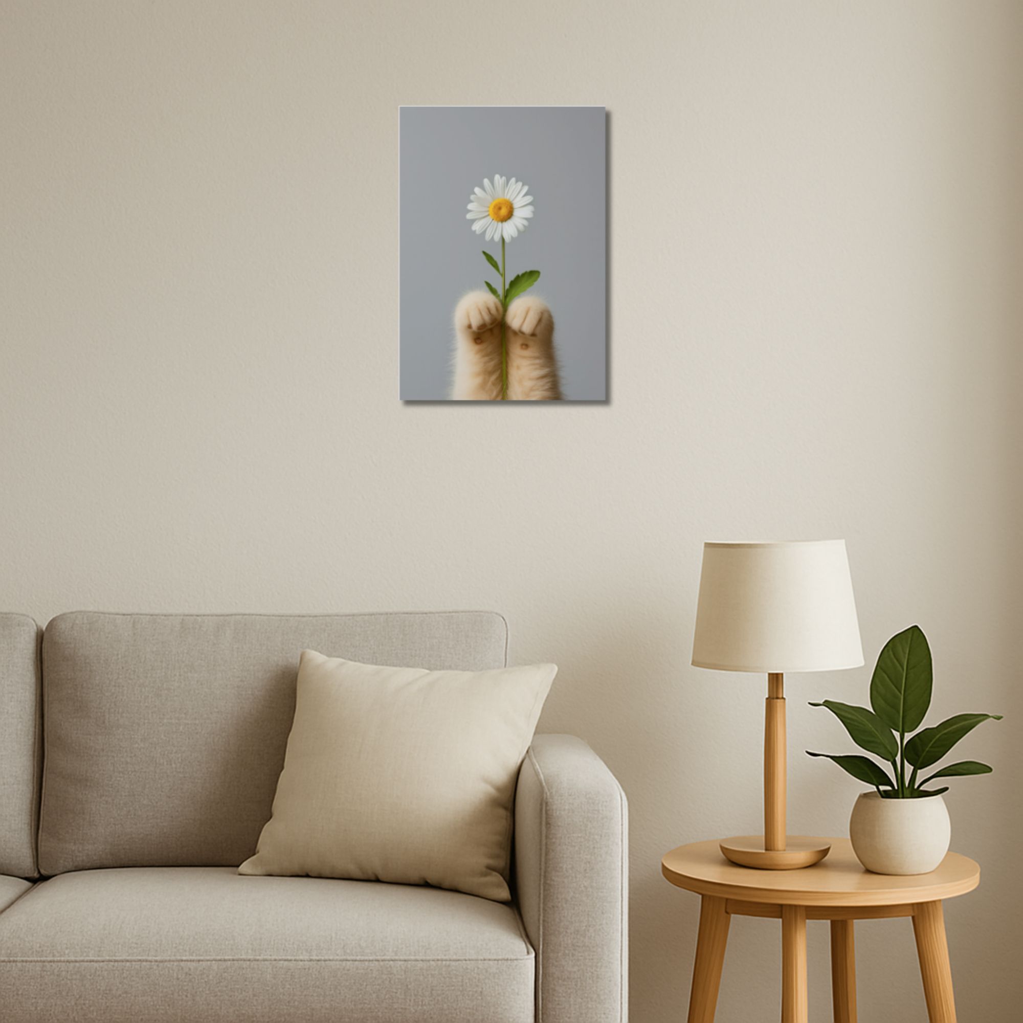 Cat Paws with Daisy Poster A4 thumbnail 2