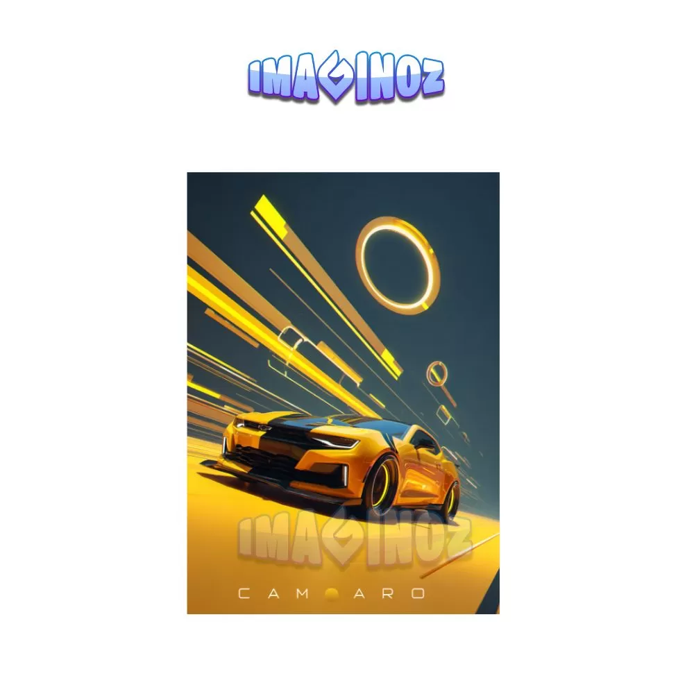 Chevrolet Camaro Poster A4 | Futuristic Yellow Muscle Car Wall Art