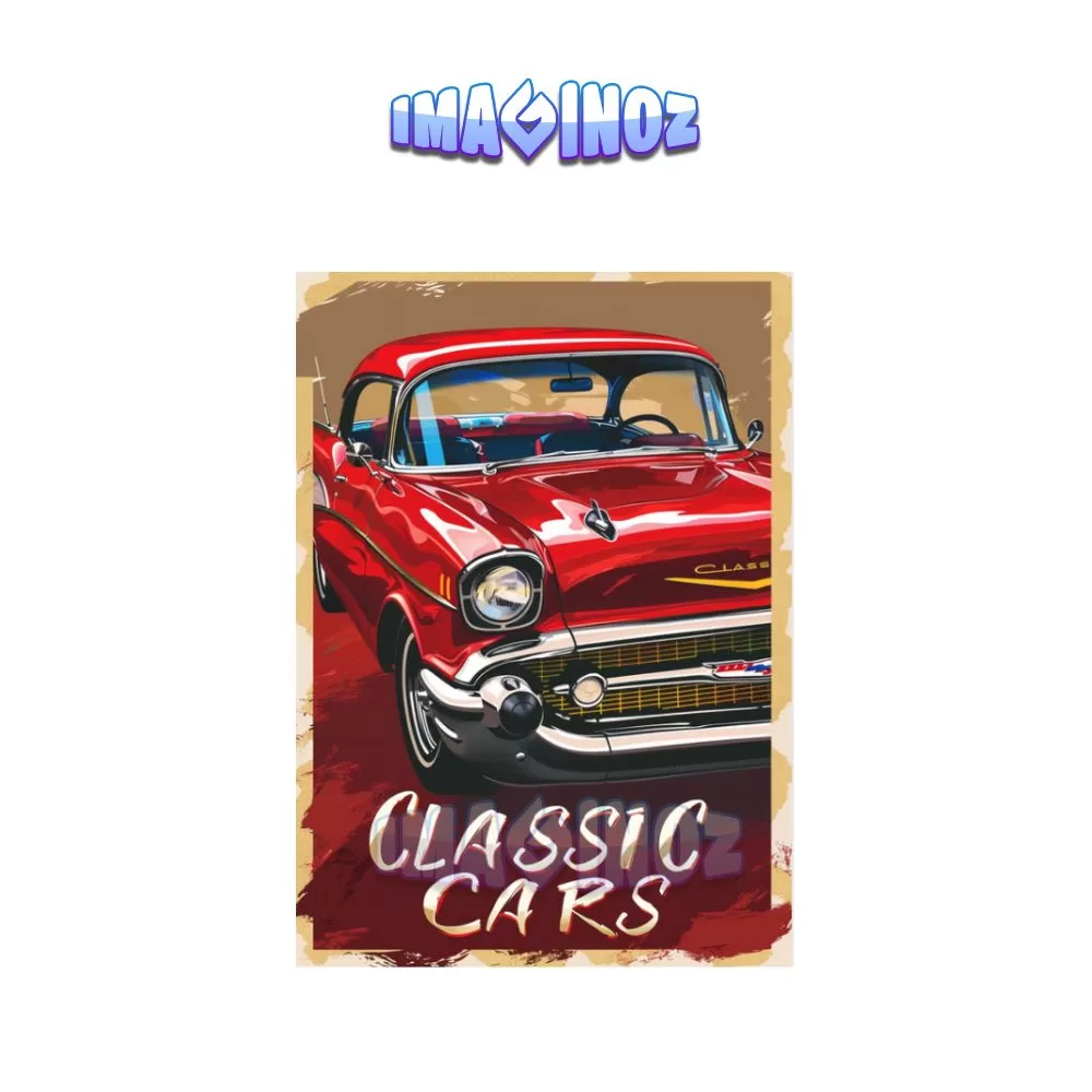 Classic Cars Poster A4 | Retro Vintage Car Wall Art