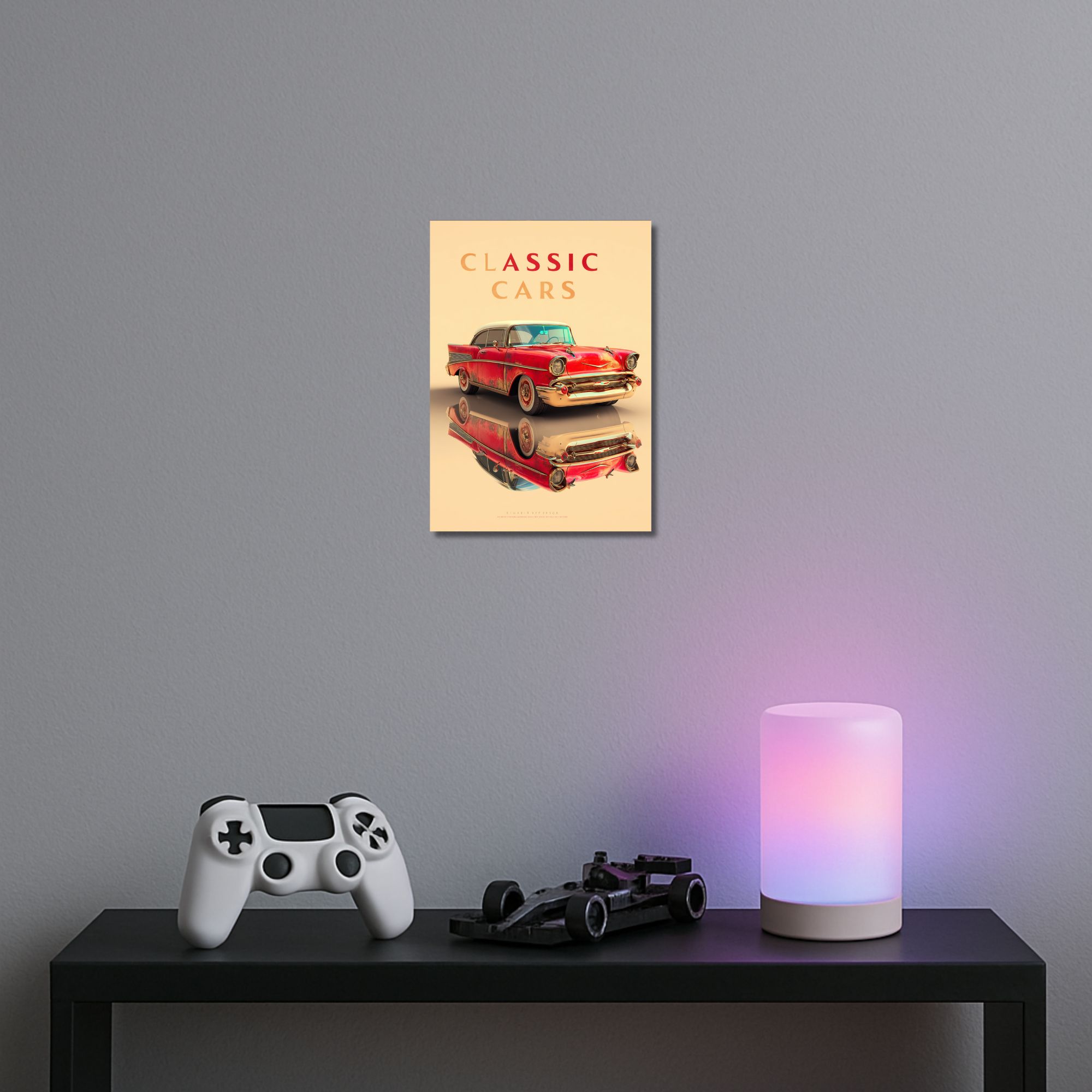 Classic Cars Reflection Poster A4 | Vintage Car Wall Art thumbnail 2