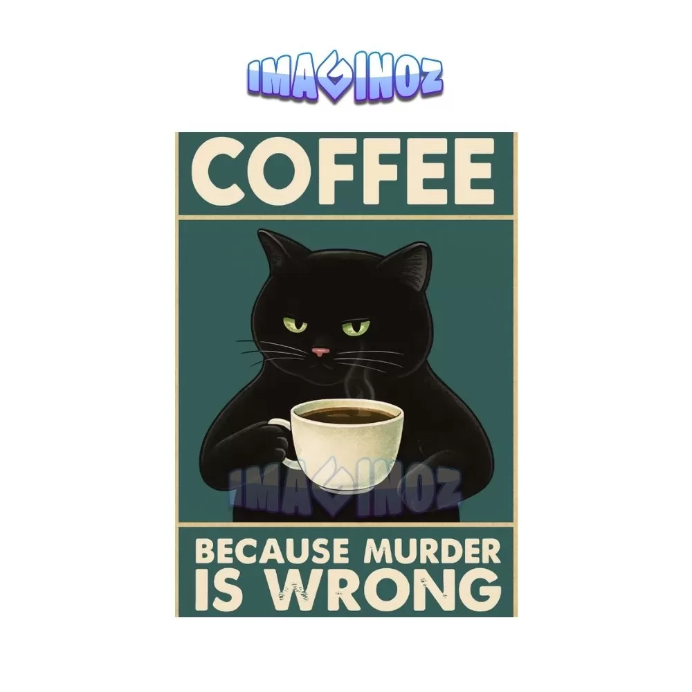 Coffee Cat Savage Poster A4