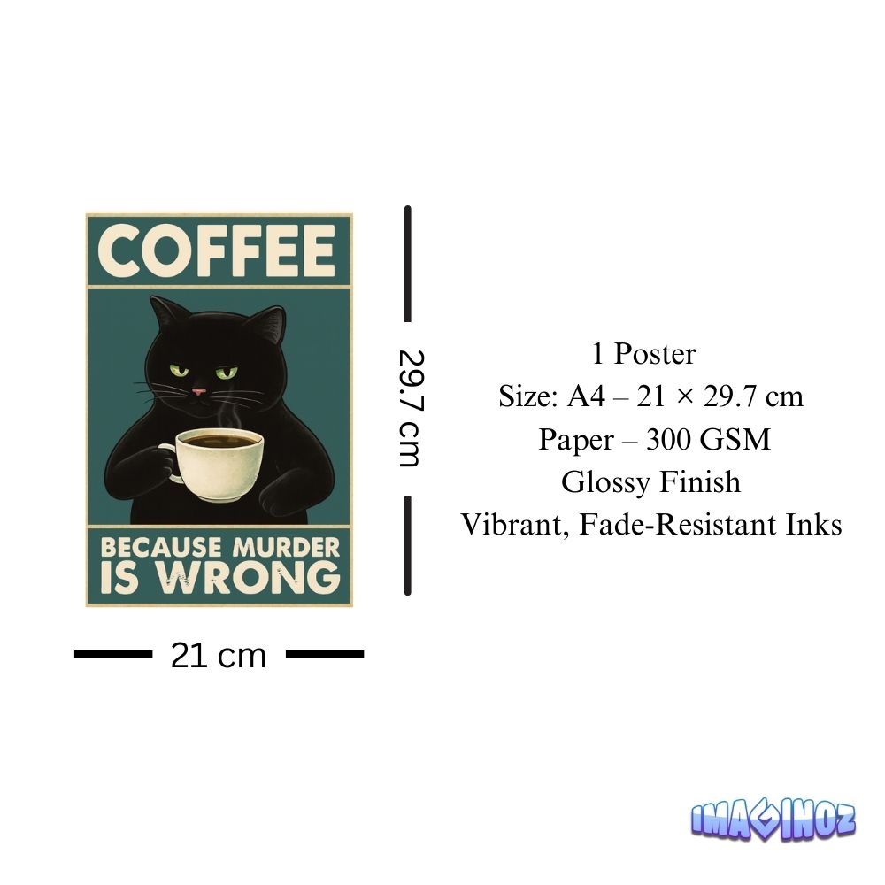 Coffee Cat Savage Poster A4 thumbnail 3
