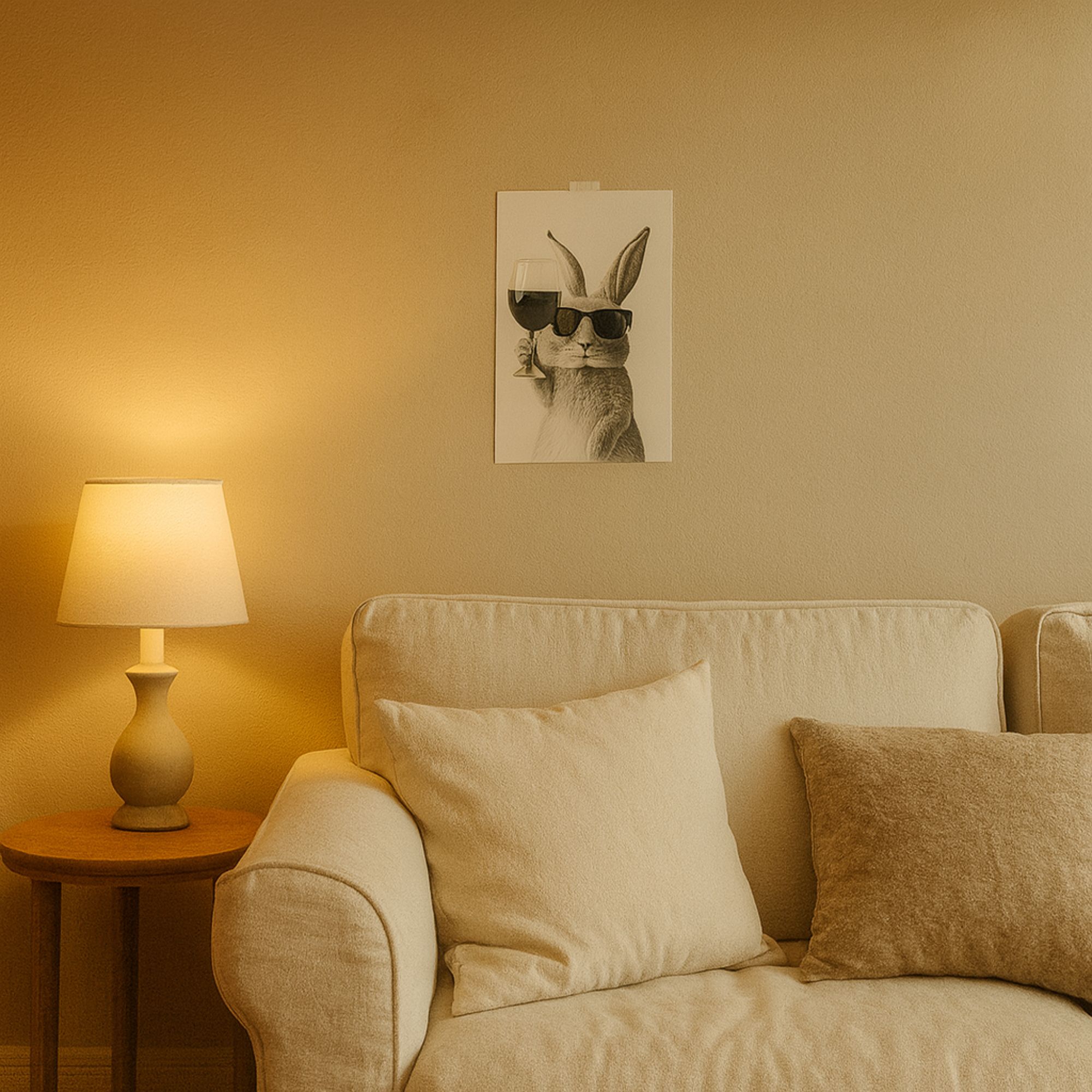 Cool Bunny with Wine Glass Poster A4 thumbnail 2