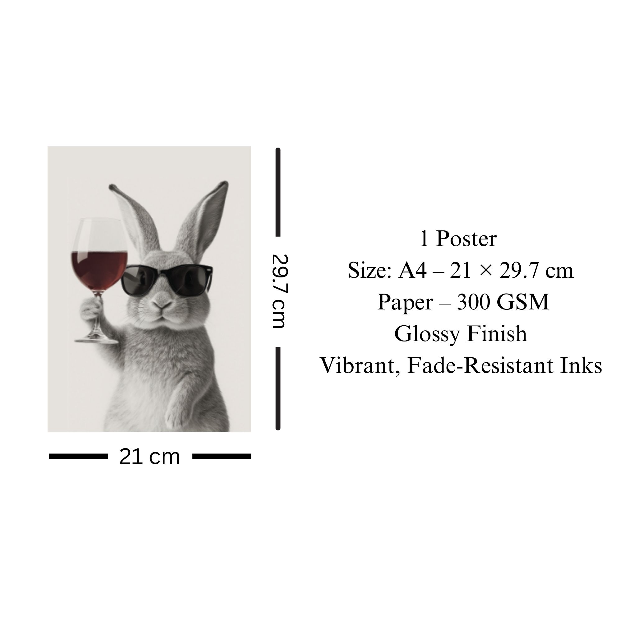 Cool Bunny with Wine Glass Poster A4 thumbnail 3