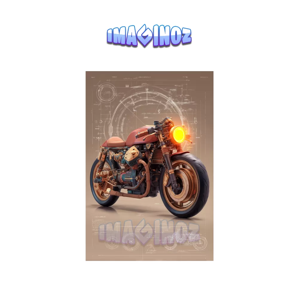 Custom Café Racer Poster A4 | Motorcycle Blueprint Wall Art