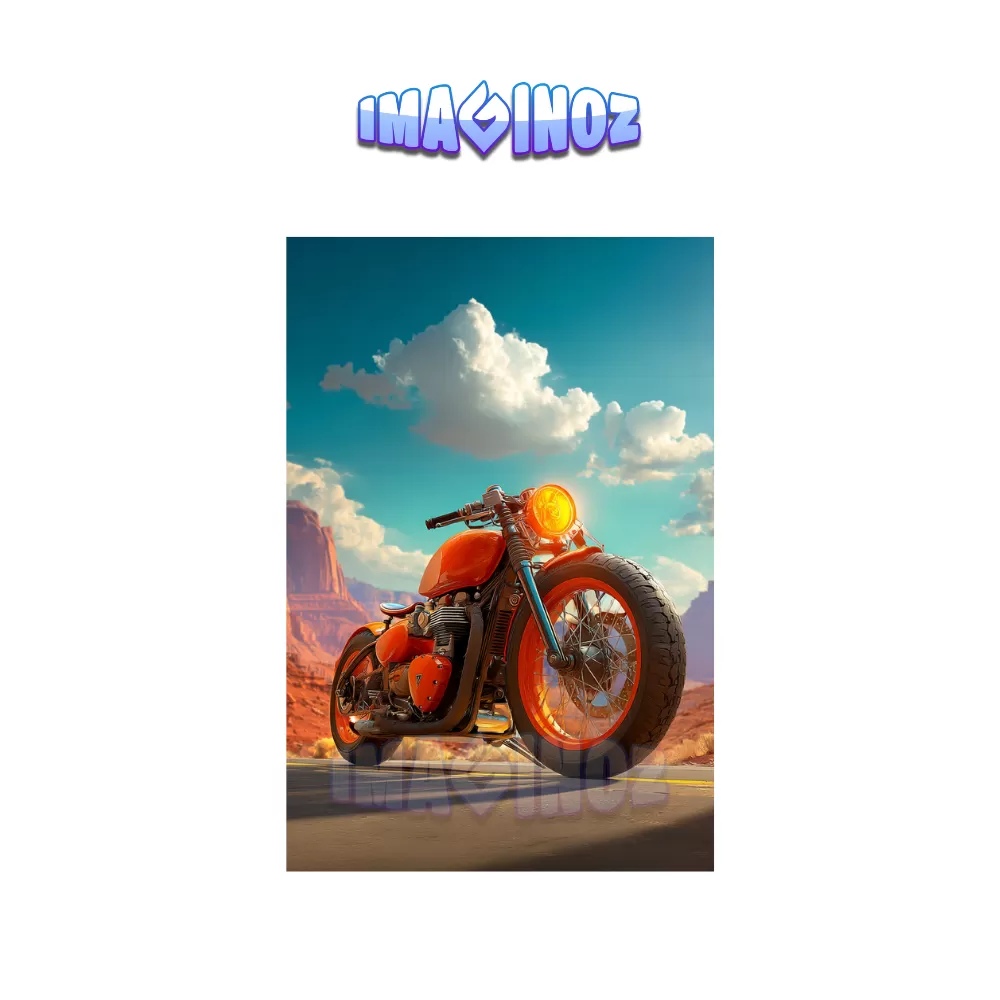 Custom Retro Motorcycle Poster A4 | Desert Ride Wall Art