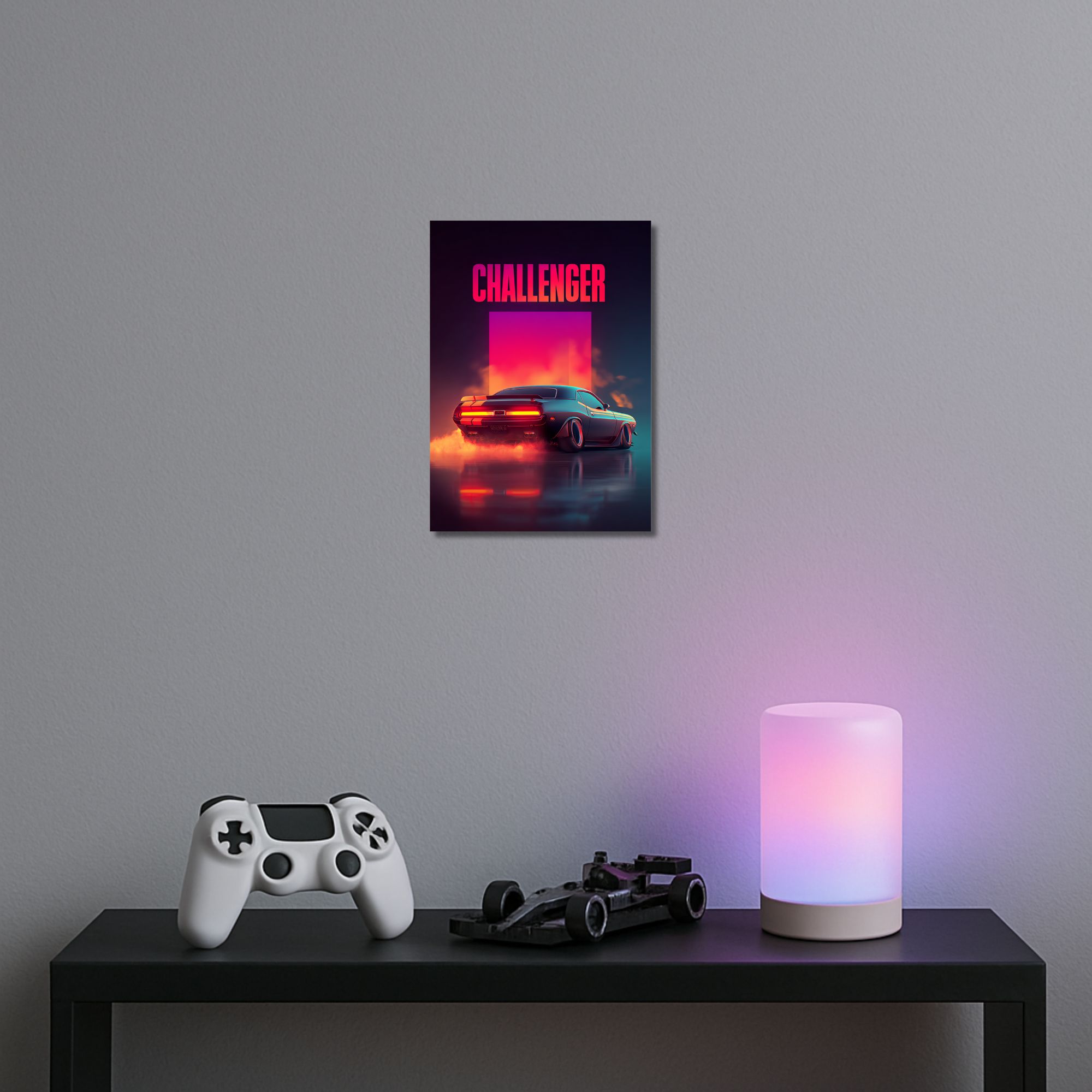 Dodge Challenger Neon Drift Poster A4 thumbnail 2