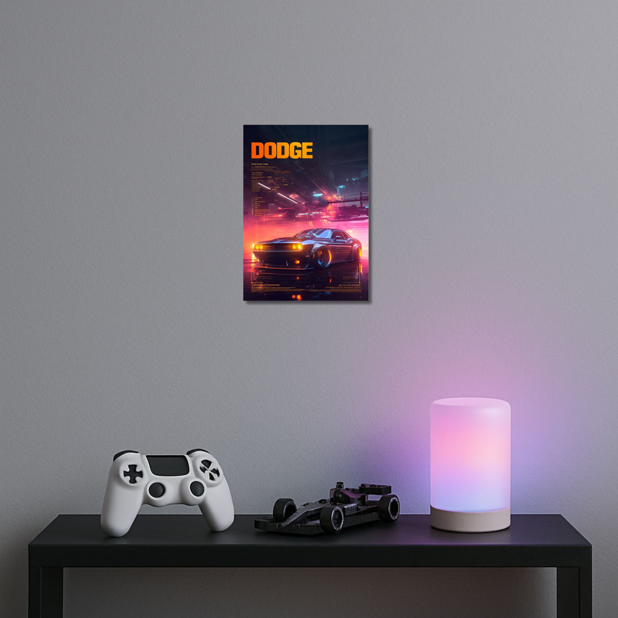 Dodge Muscle Car Poster A4 | Neon Cyberpunk Style Wall Art thumbnail 2