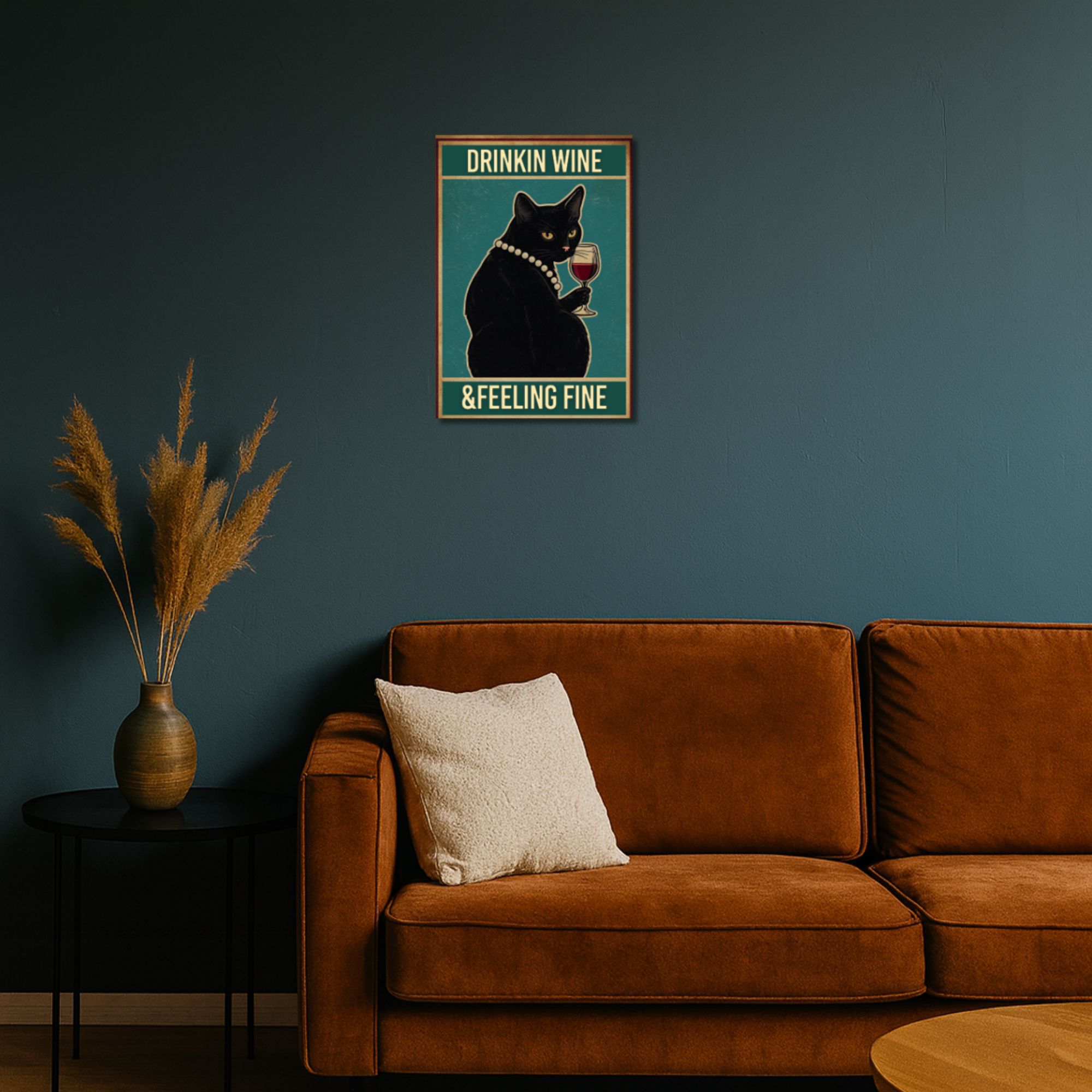 Drinkin Wine & Feeling Fine Poster A4 thumbnail 2