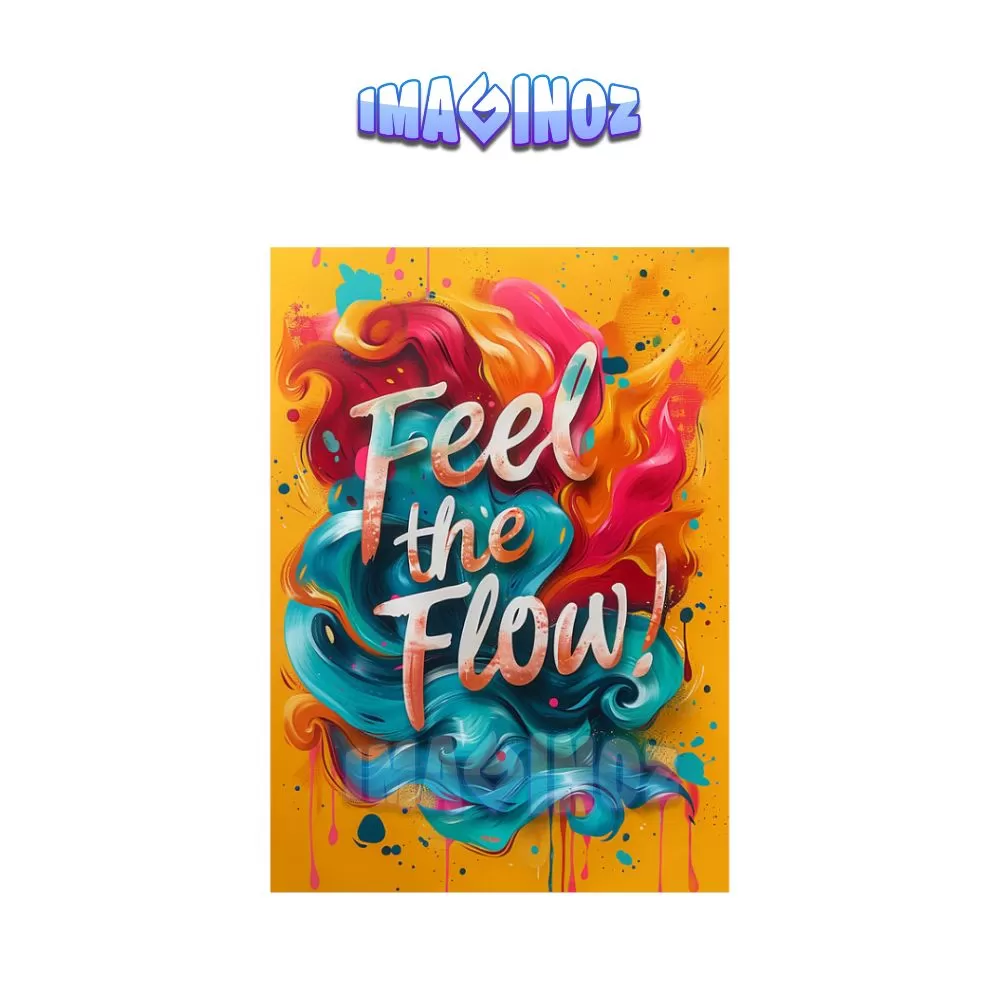 Feel the Flow Yellow Abstract Poster A4