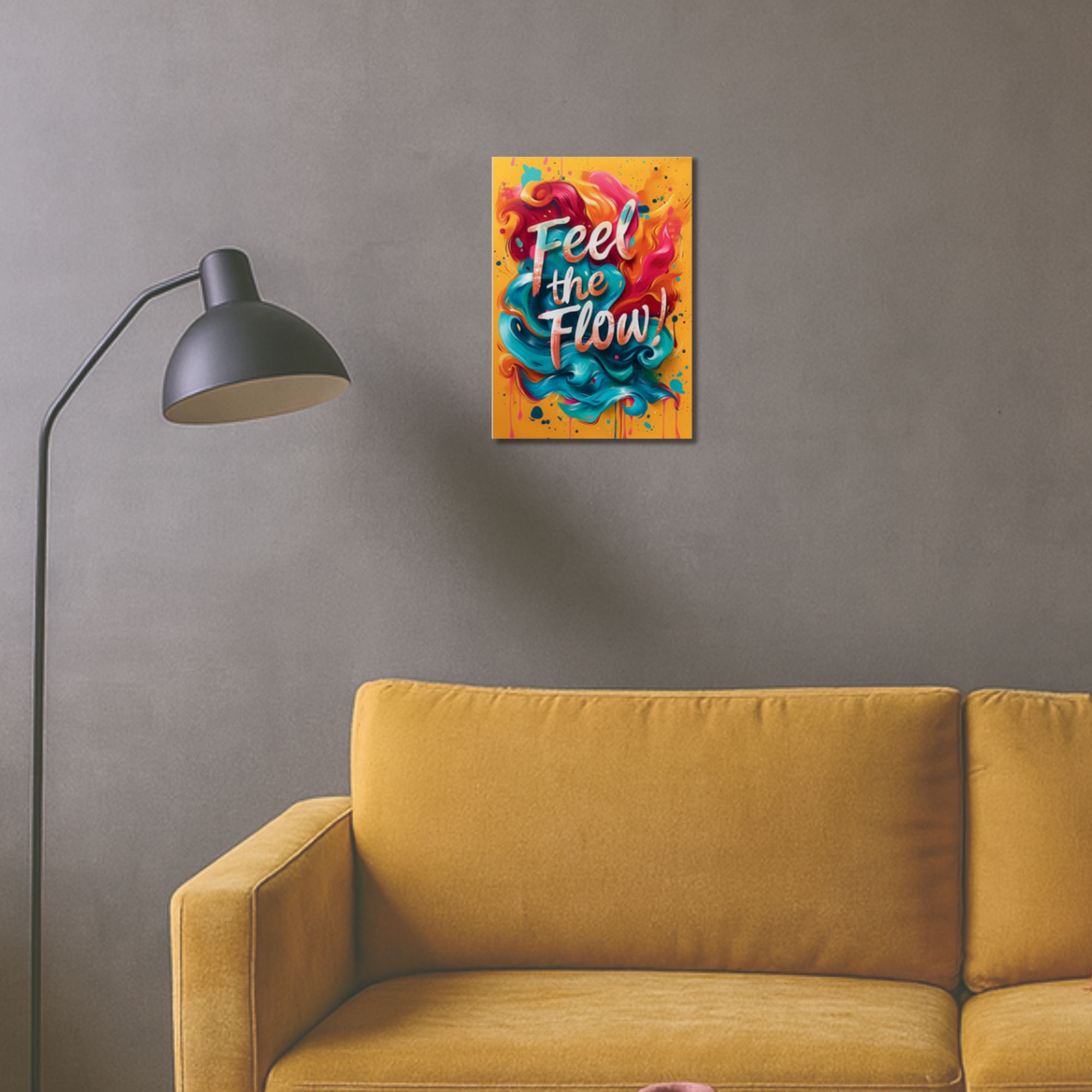 Feel the Flow Yellow Abstract Poster A4 thumbnail 2