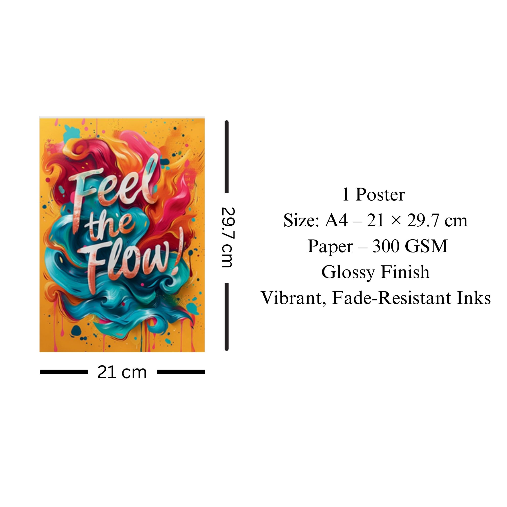 Feel the Flow Yellow Abstract Poster A4 thumbnail 3