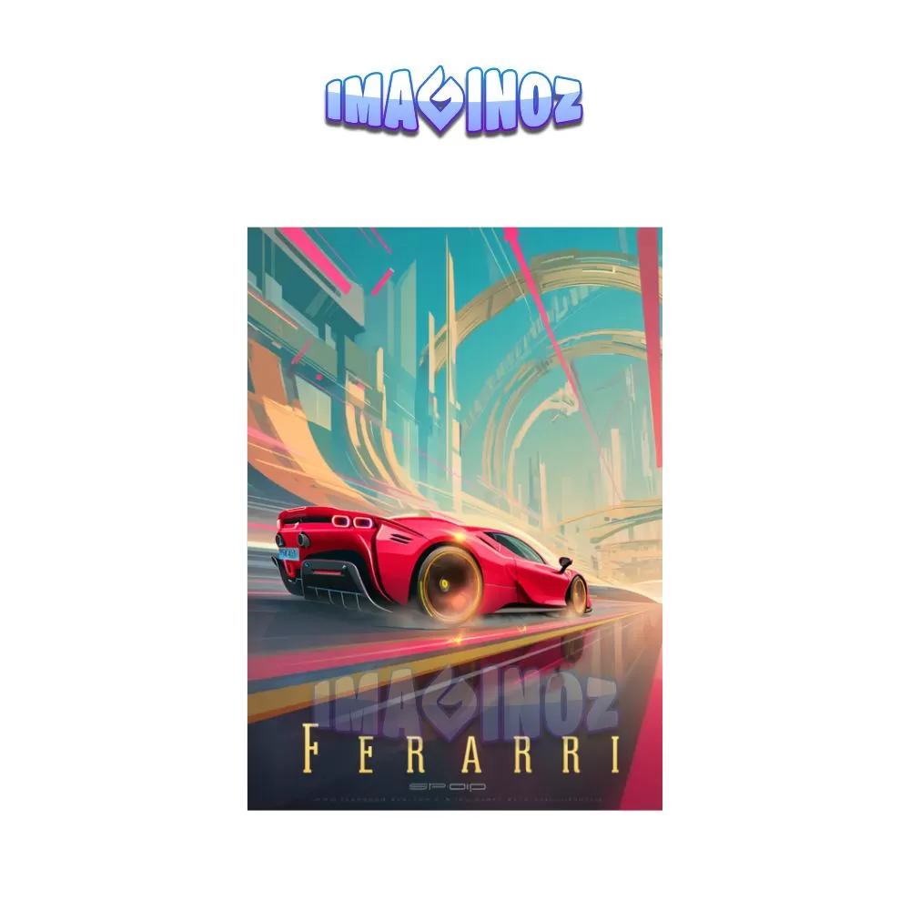 Ferrari Futuristic Poster A4 | Supercar Speed Wall Art