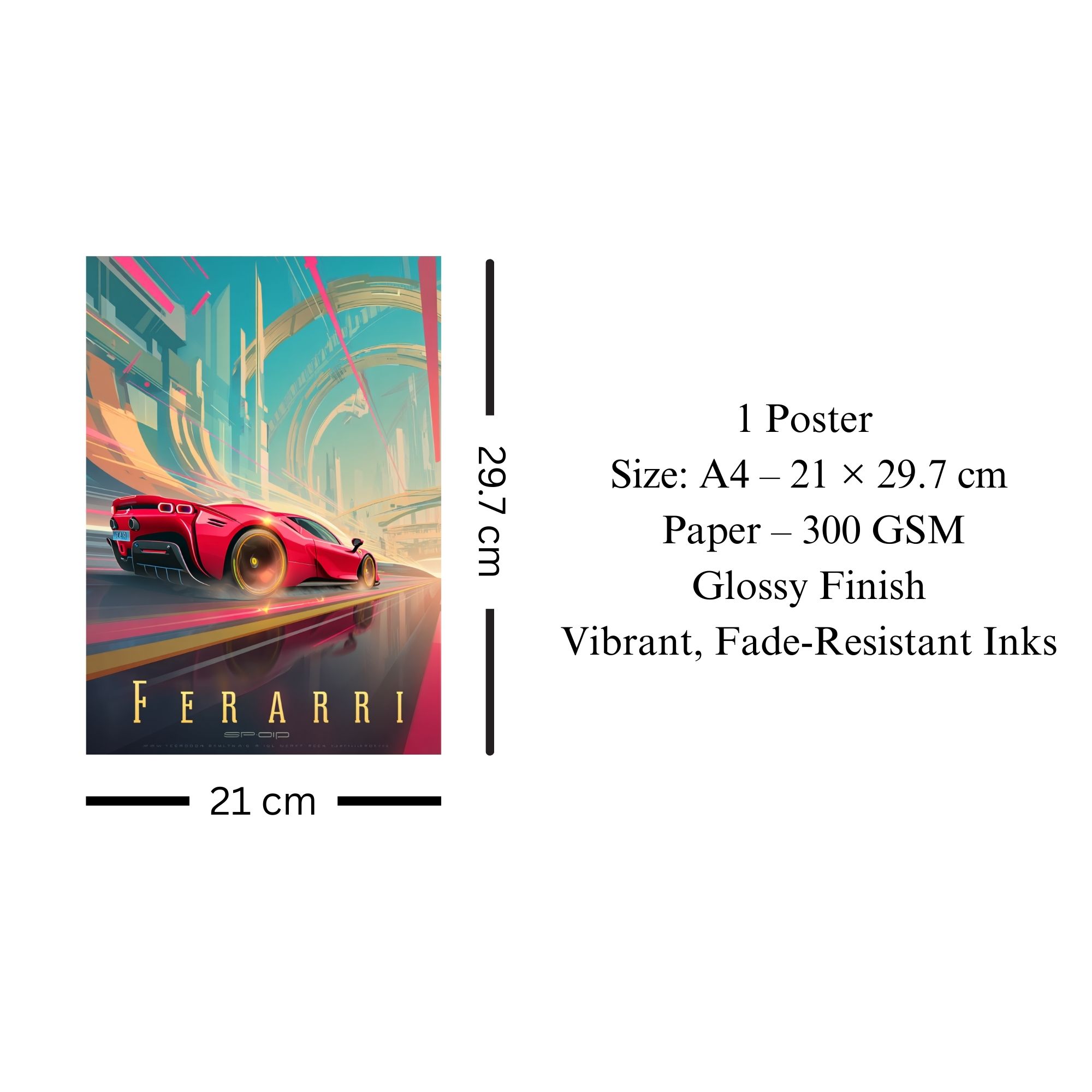 Ferrari Futuristic Poster A4 | Supercar Speed Wall Art thumbnail 3