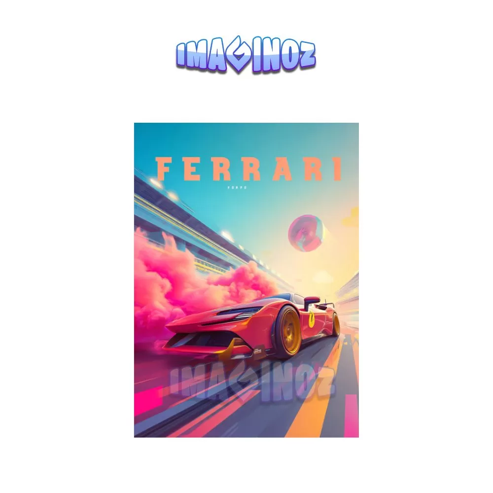 Ferrari Racing Poster A4 | Futuristic Supercar Wall Art