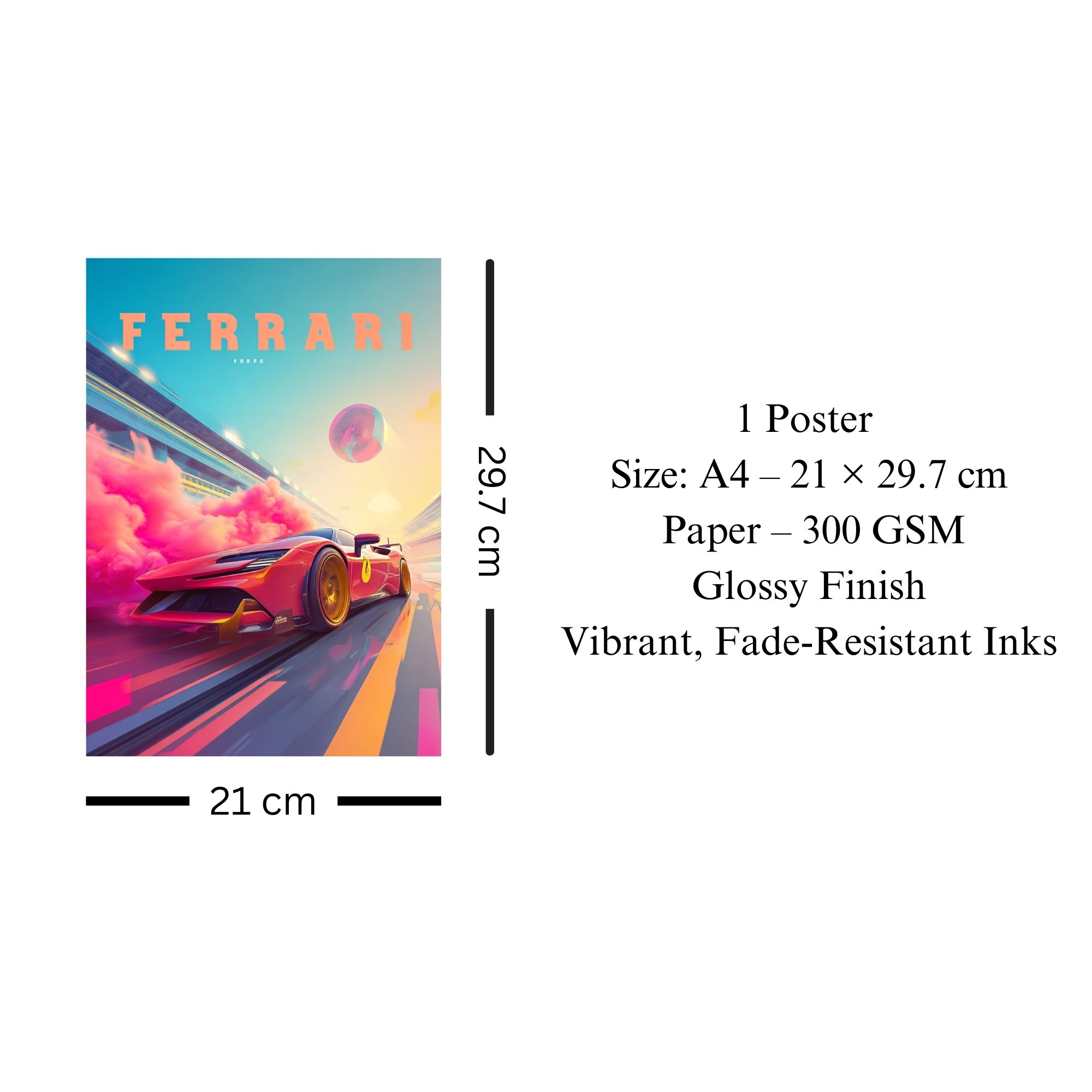 Ferrari Racing Poster A4 | Futuristic Supercar Wall Art thumbnail 3
