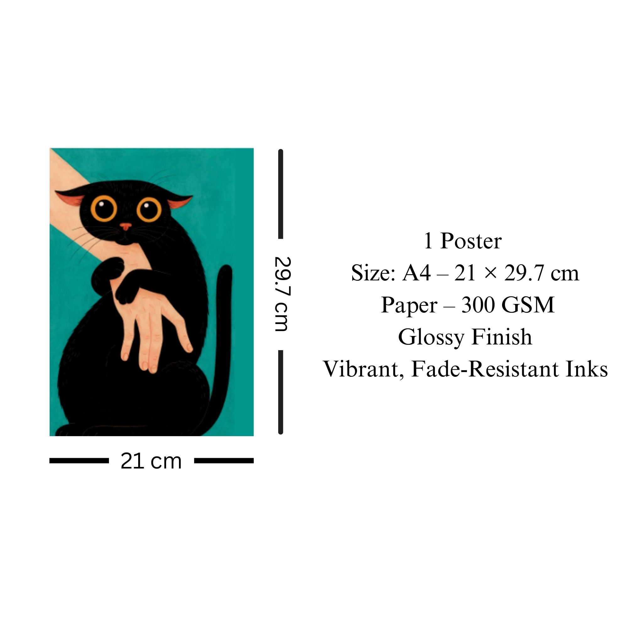 Funky Black Cat Poster A4 thumbnail 3