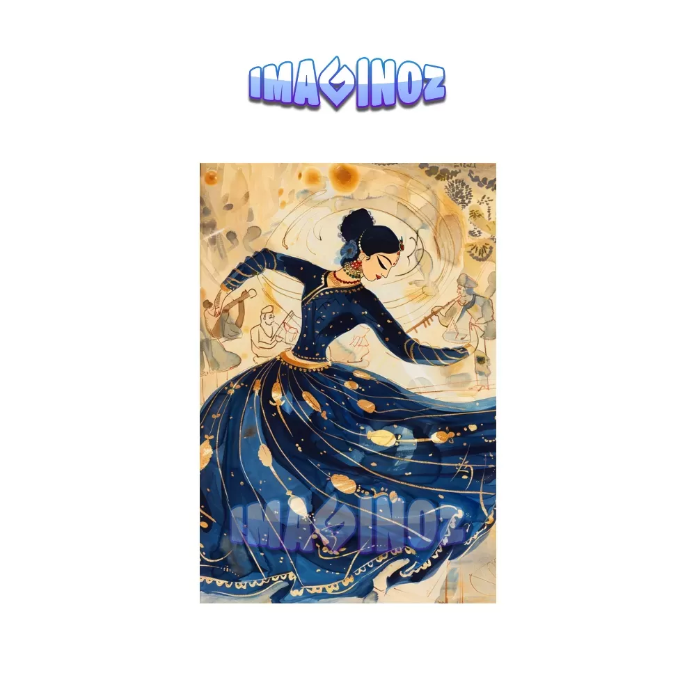 Graceful Kathak Dancer Poster A4 | Indian Culture Performing Arts Wall Art