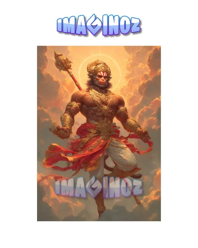 Lord Hanuman Divine Warrior Poster A4
