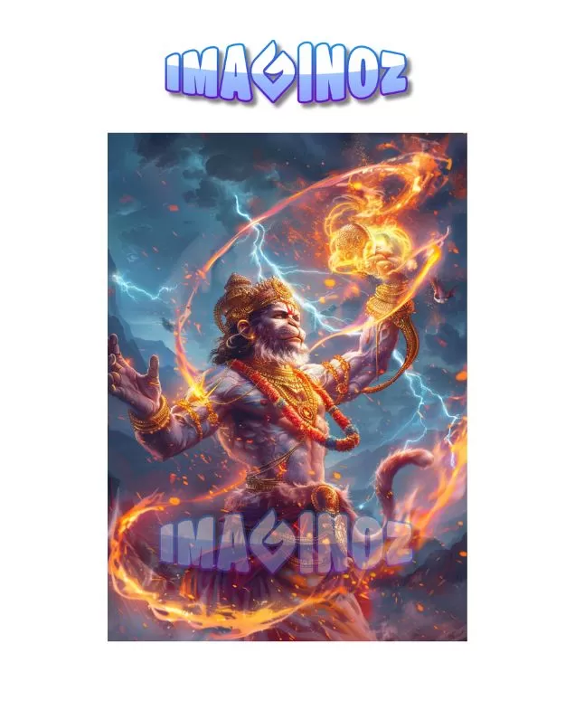 Lord Hanuman With Mace Poster A4