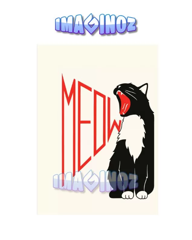 Meow Cat Poster A4
