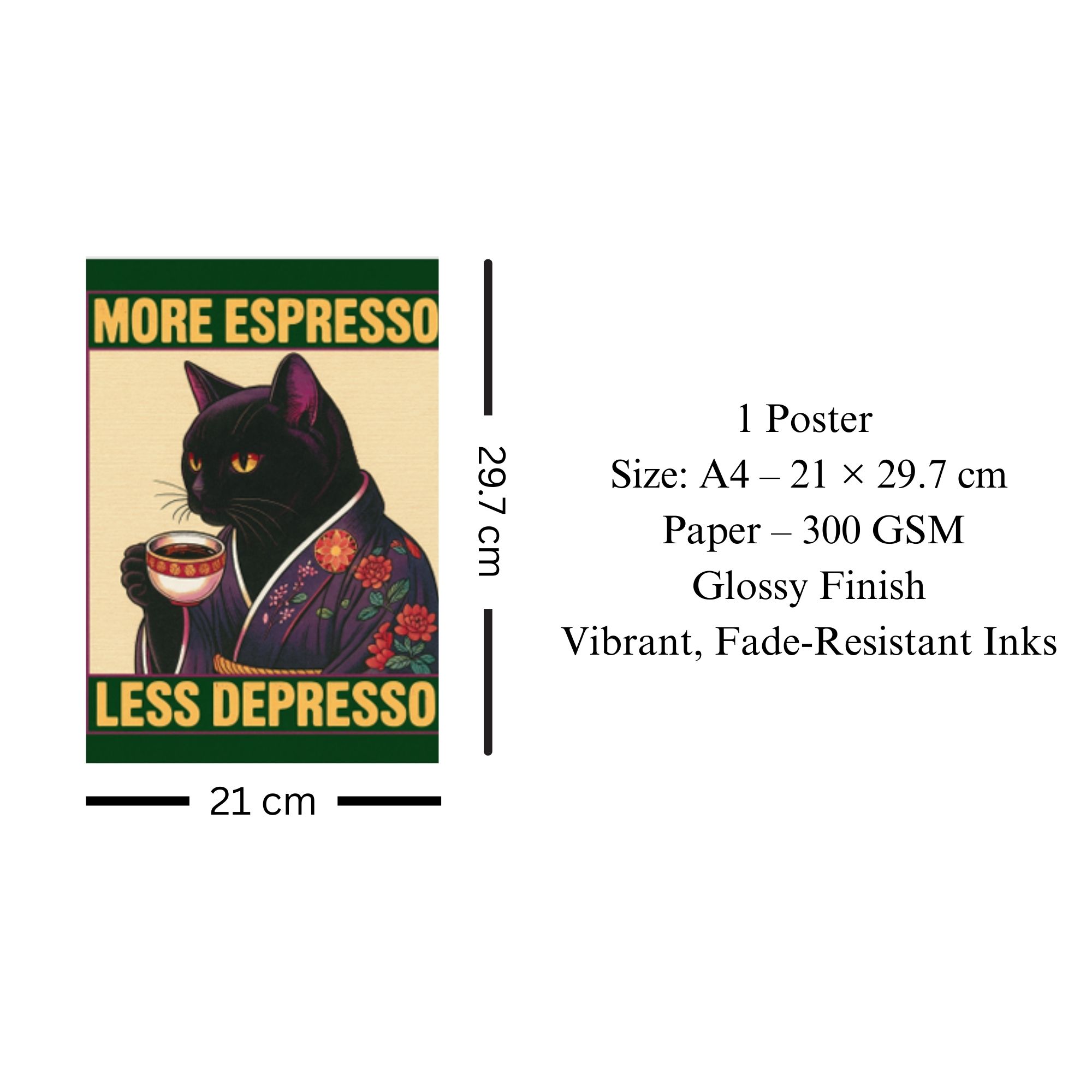 More Espresso Less Depresso Poster A4 thumbnail 3