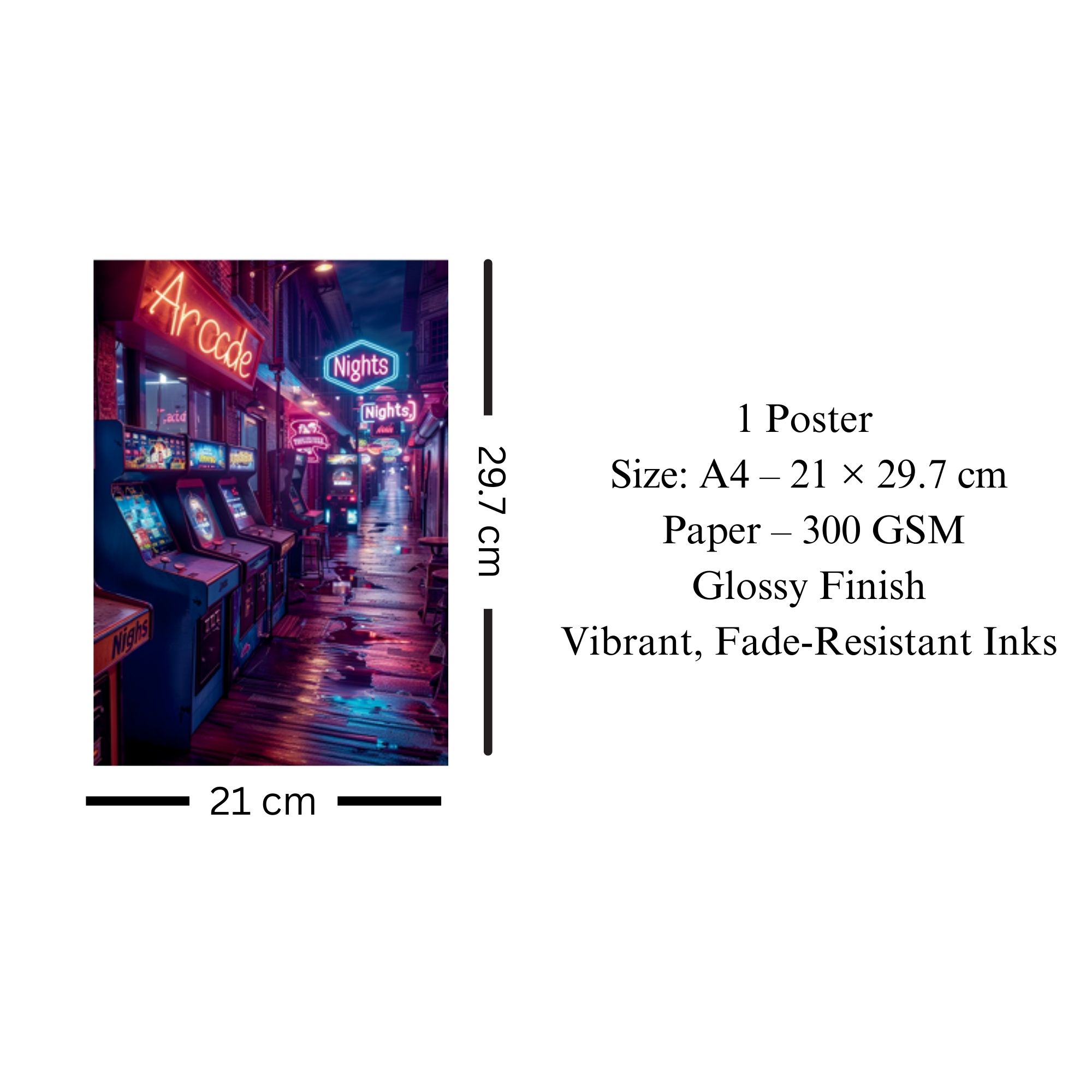 Neon Arcade Nights Poster A4 thumbnail 3