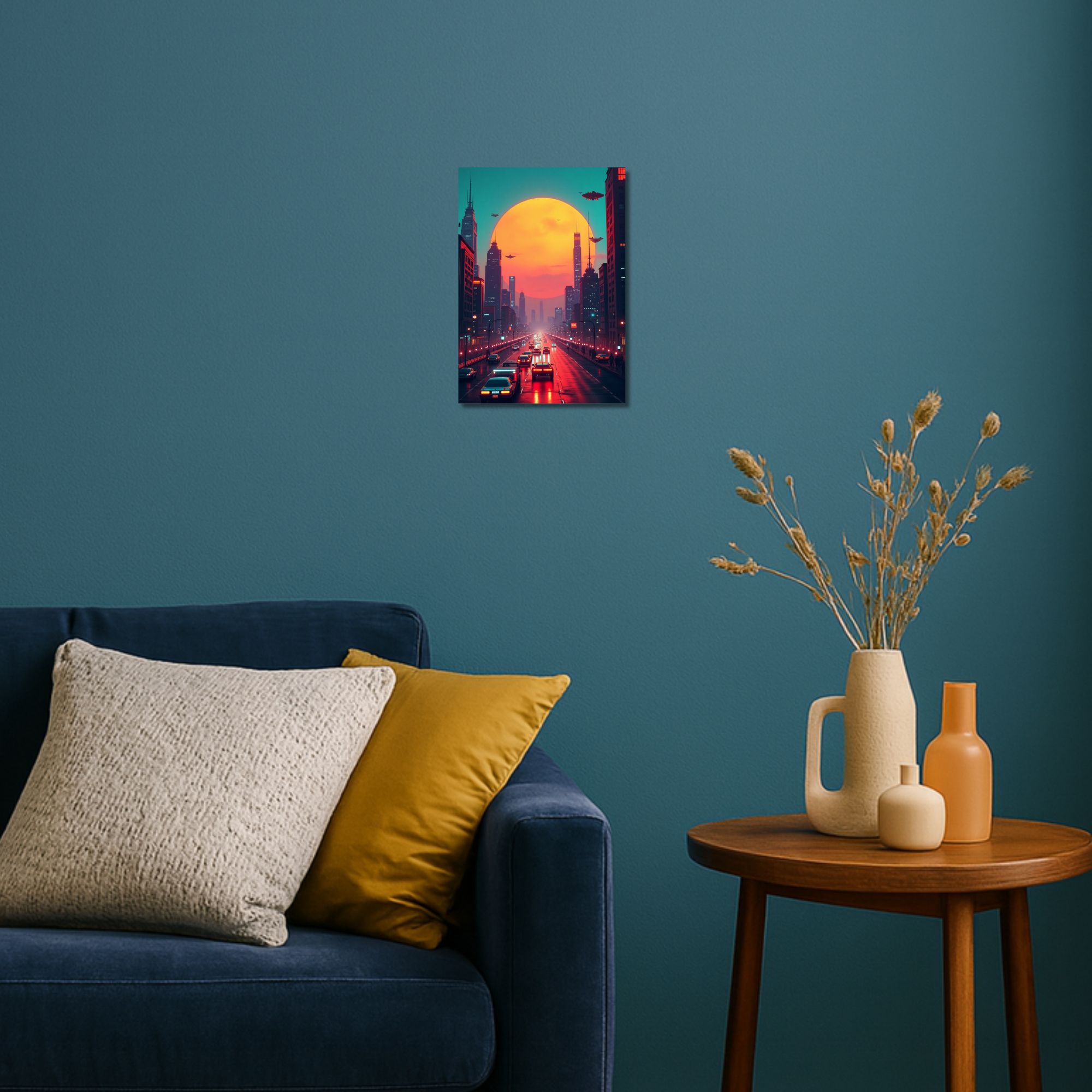 Neon City Sunset Poster A4 thumbnail 2