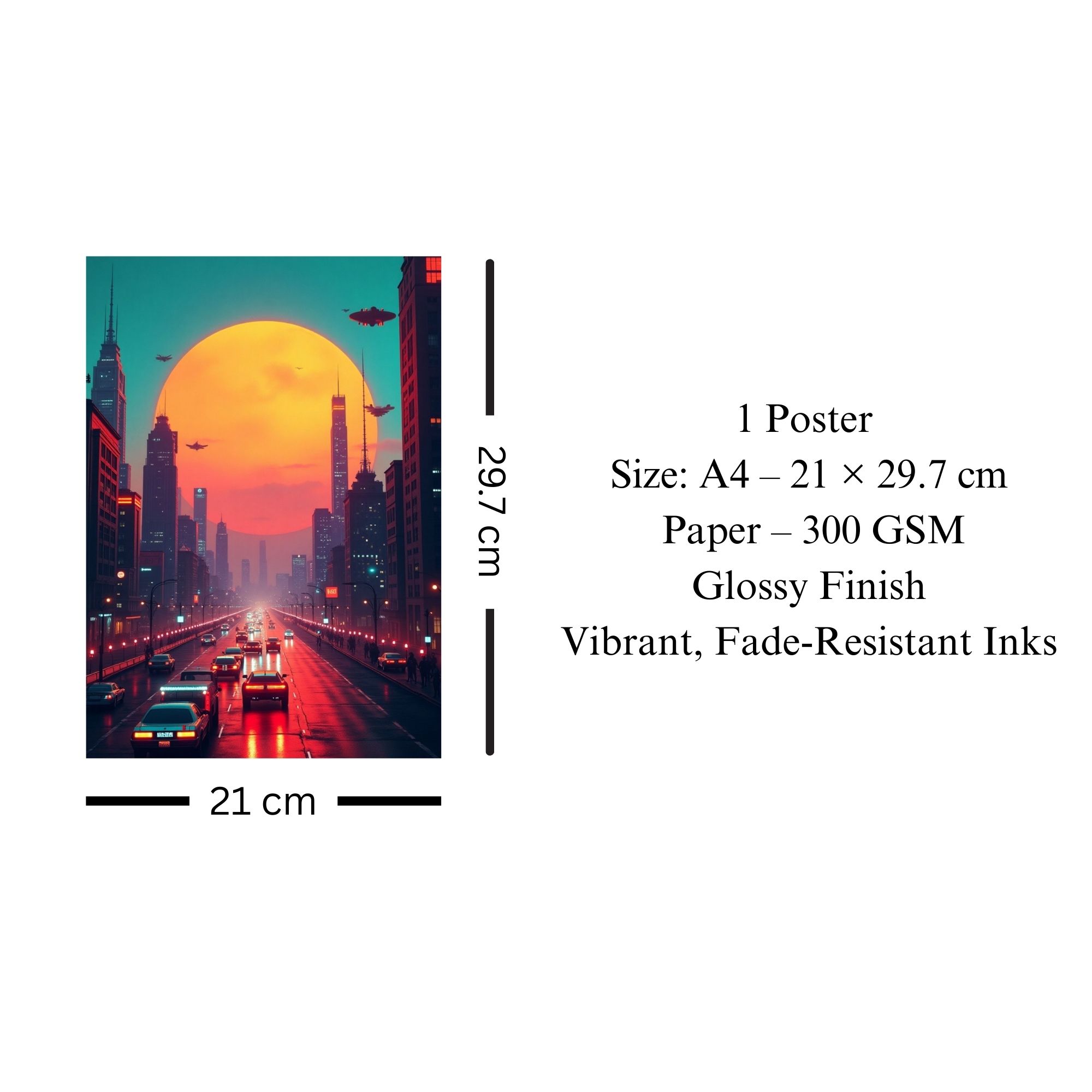 Neon City Sunset Poster A4 thumbnail 3