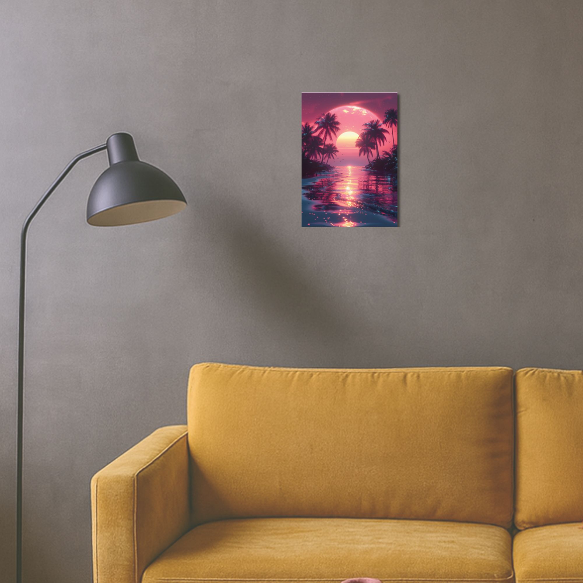 Neon Sunset Palm Beach Poster A4 thumbnail 2