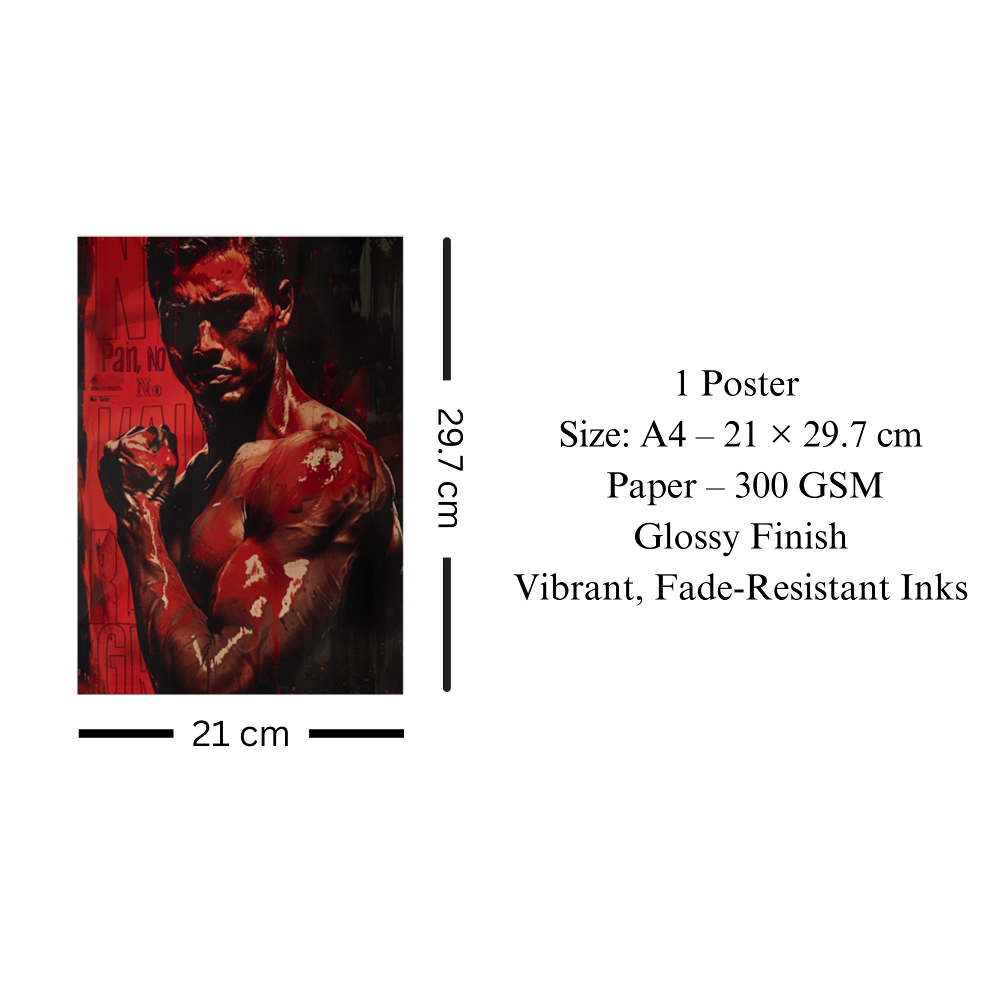 No Pain No Gain Gym Poster A4 thumbnail 3