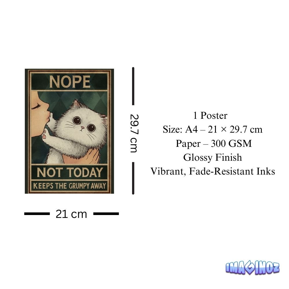 Nope Not Today Cat Poster A4 thumbnail 3