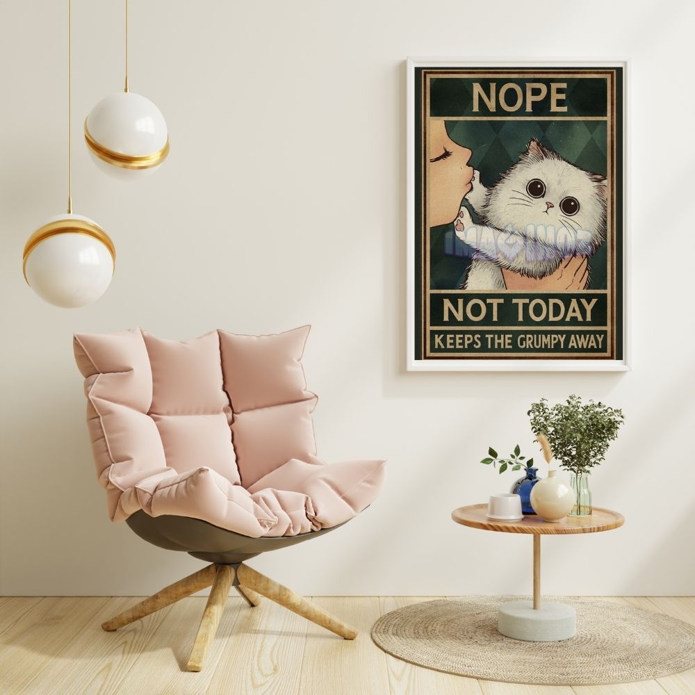 Nope Not Today Cat Poster A4 thumbnail 2