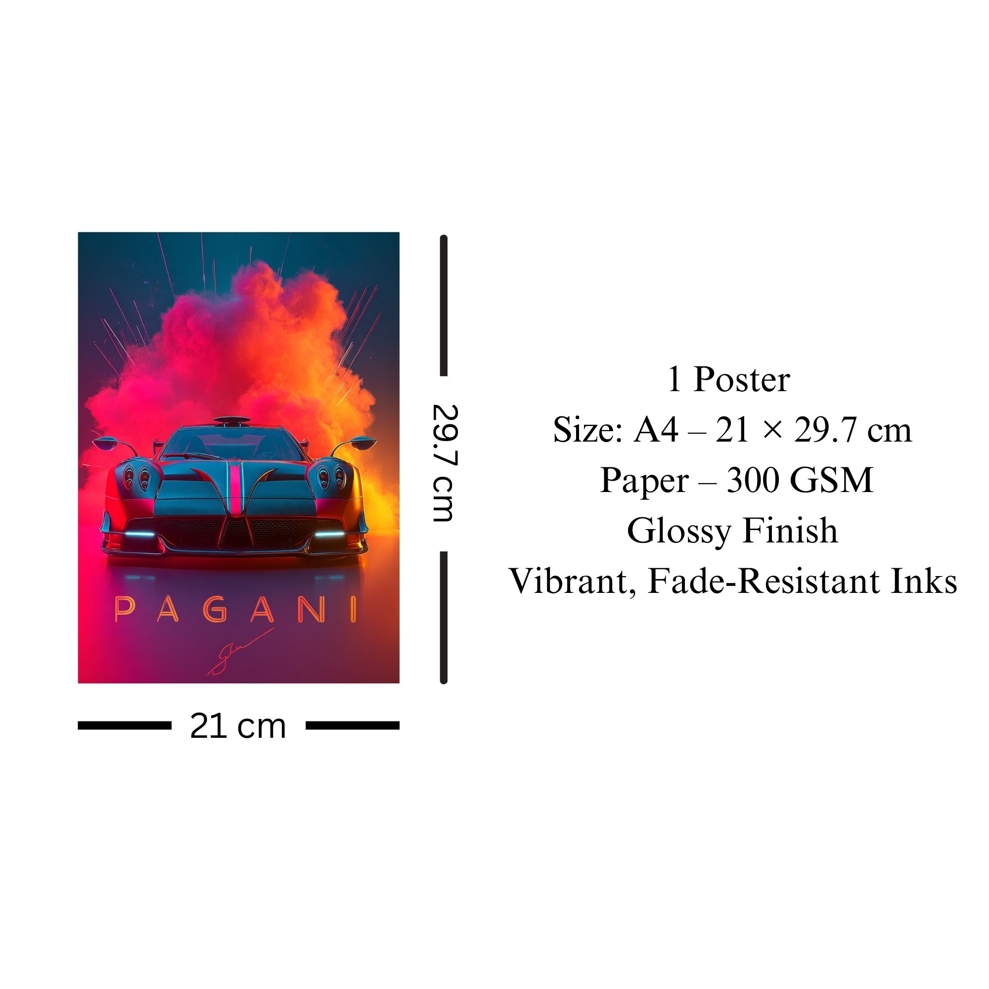 Pagani Hypercar Poster A4 image 3