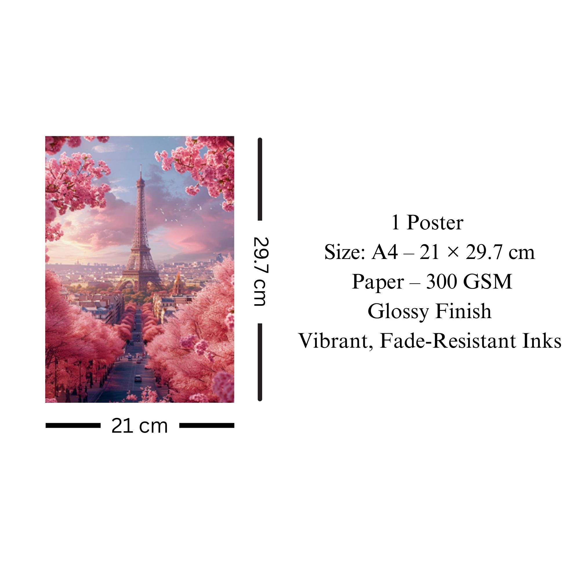 Paris Eiffel Tower Blossom Poster A4 image 3